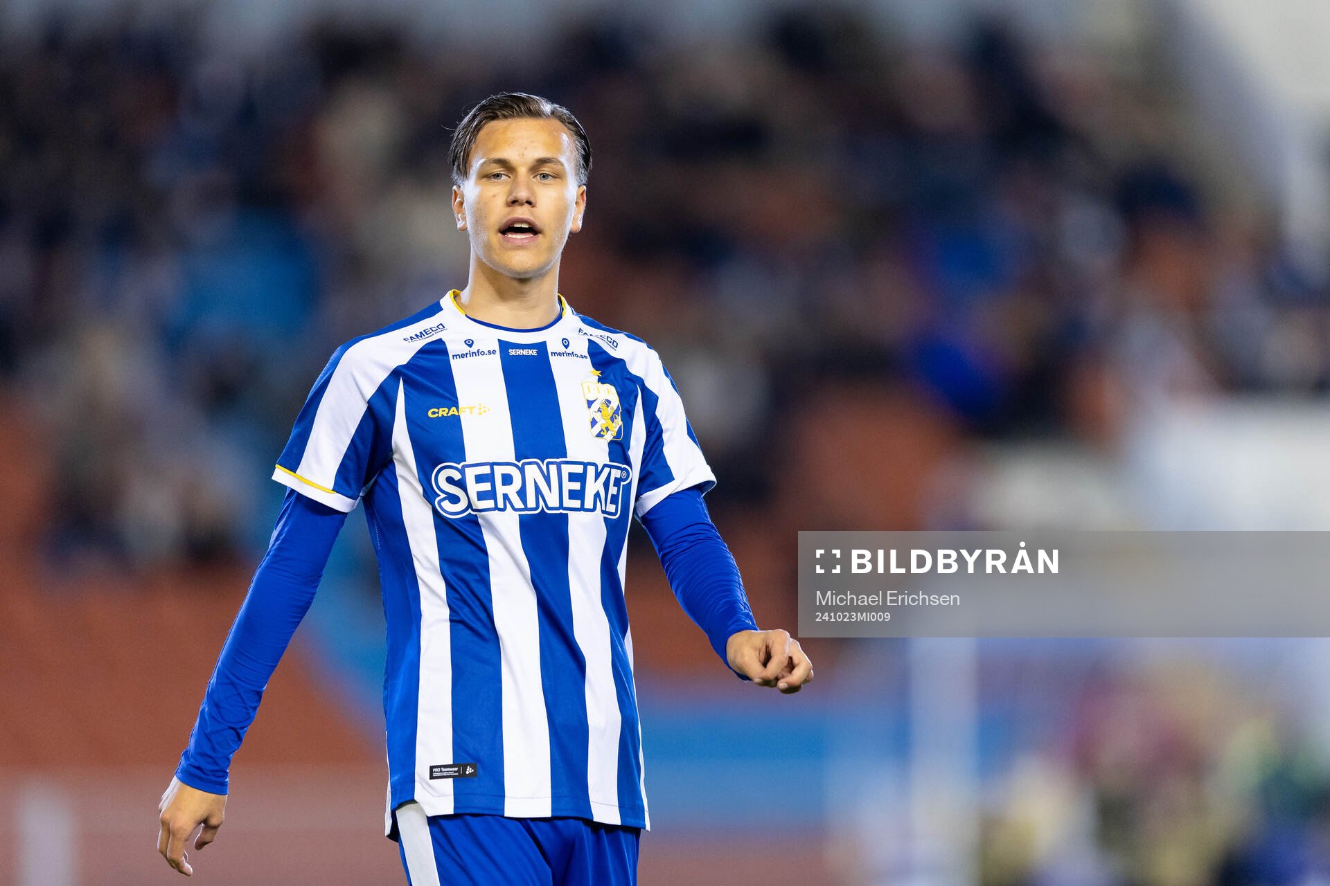 Freddie Lantz of IFK Göteborg during the UEFA Youth League match between IFK Göteborg and TSG 1899 Hoffenheim on October 23, 2024 in Gothenburg.