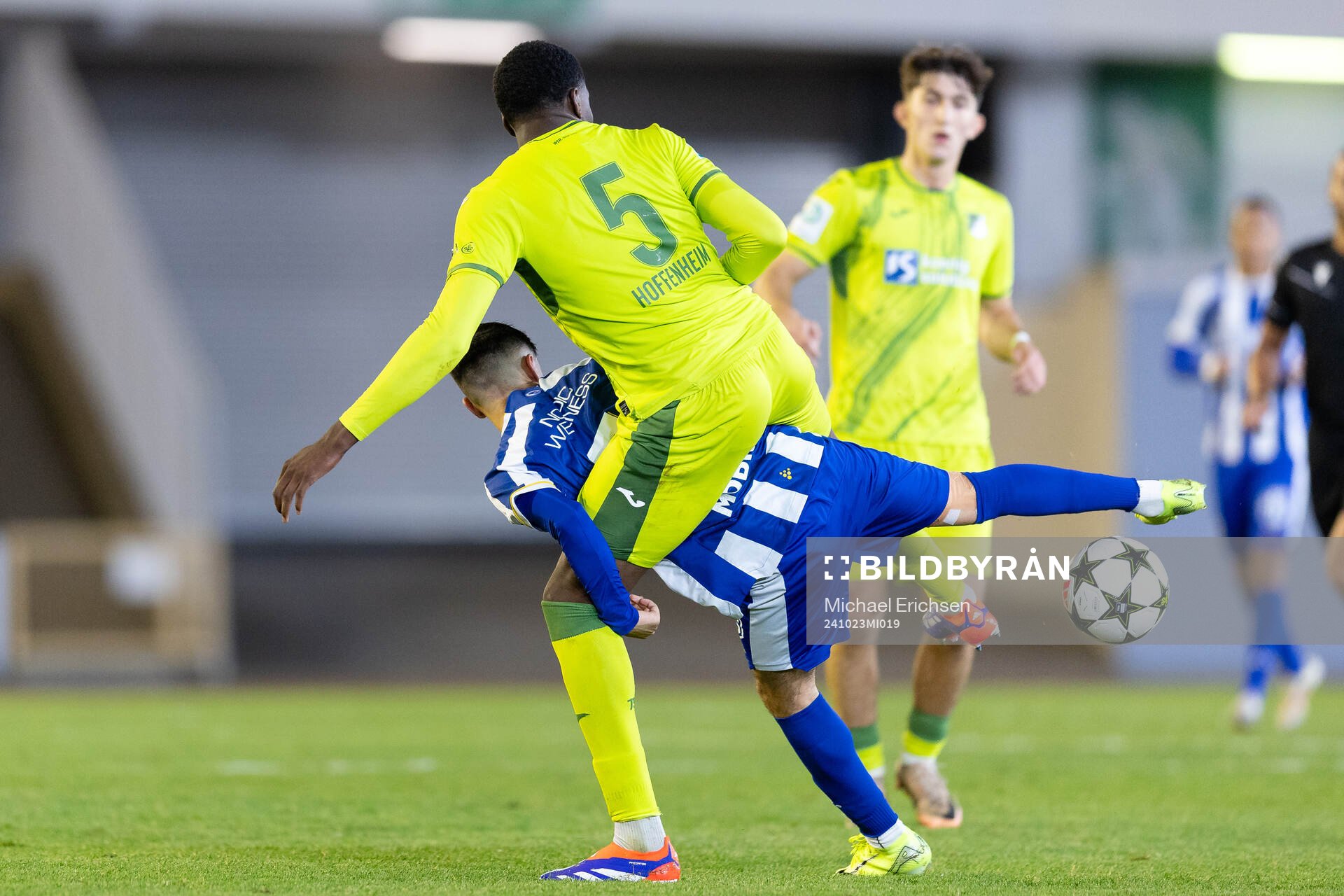 Maxime Ndong Penda of Hoffenheim and Melvin Koliqi of IFK