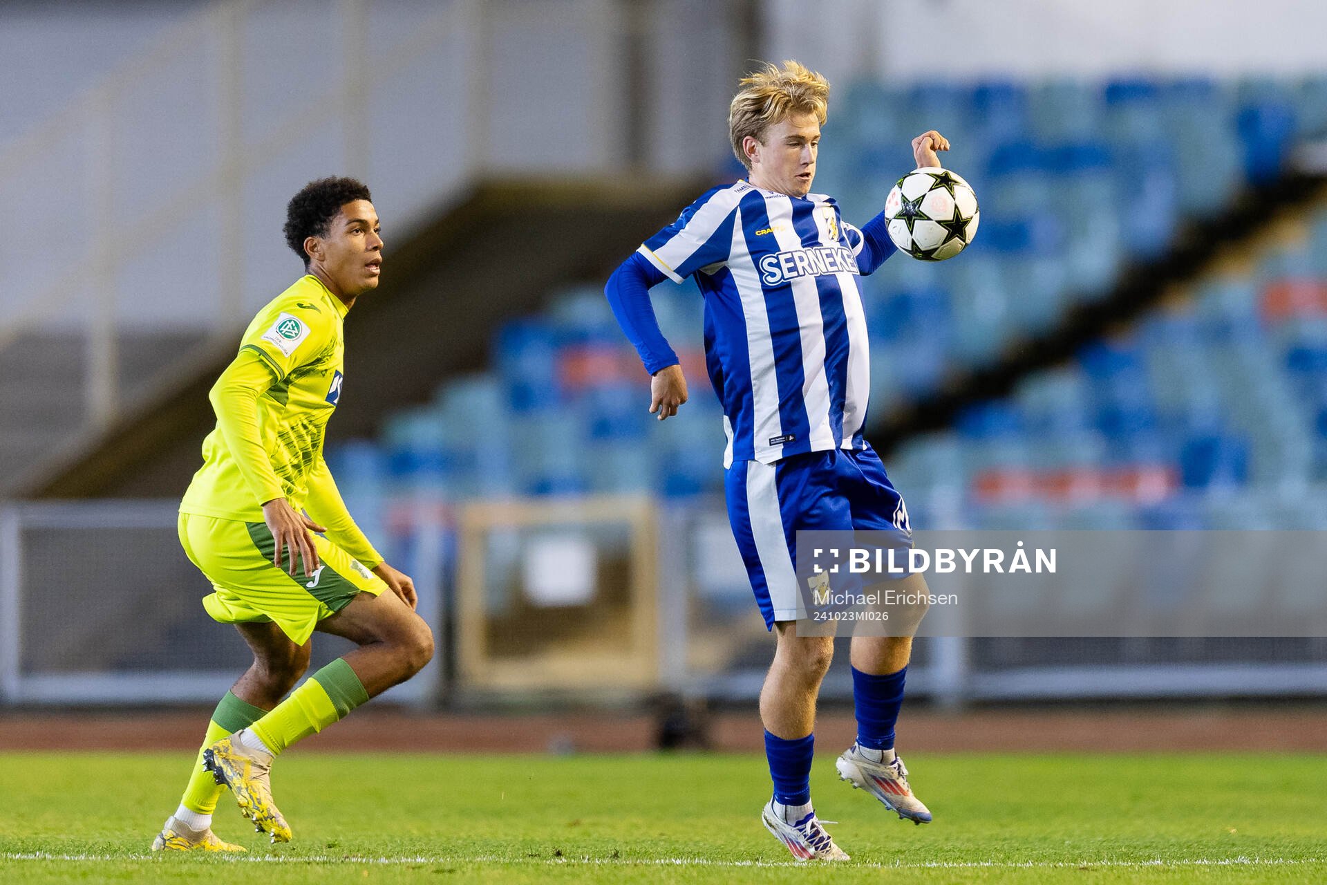 Tristan Spranger of Hoffenheim and Noah Tolf of IFK