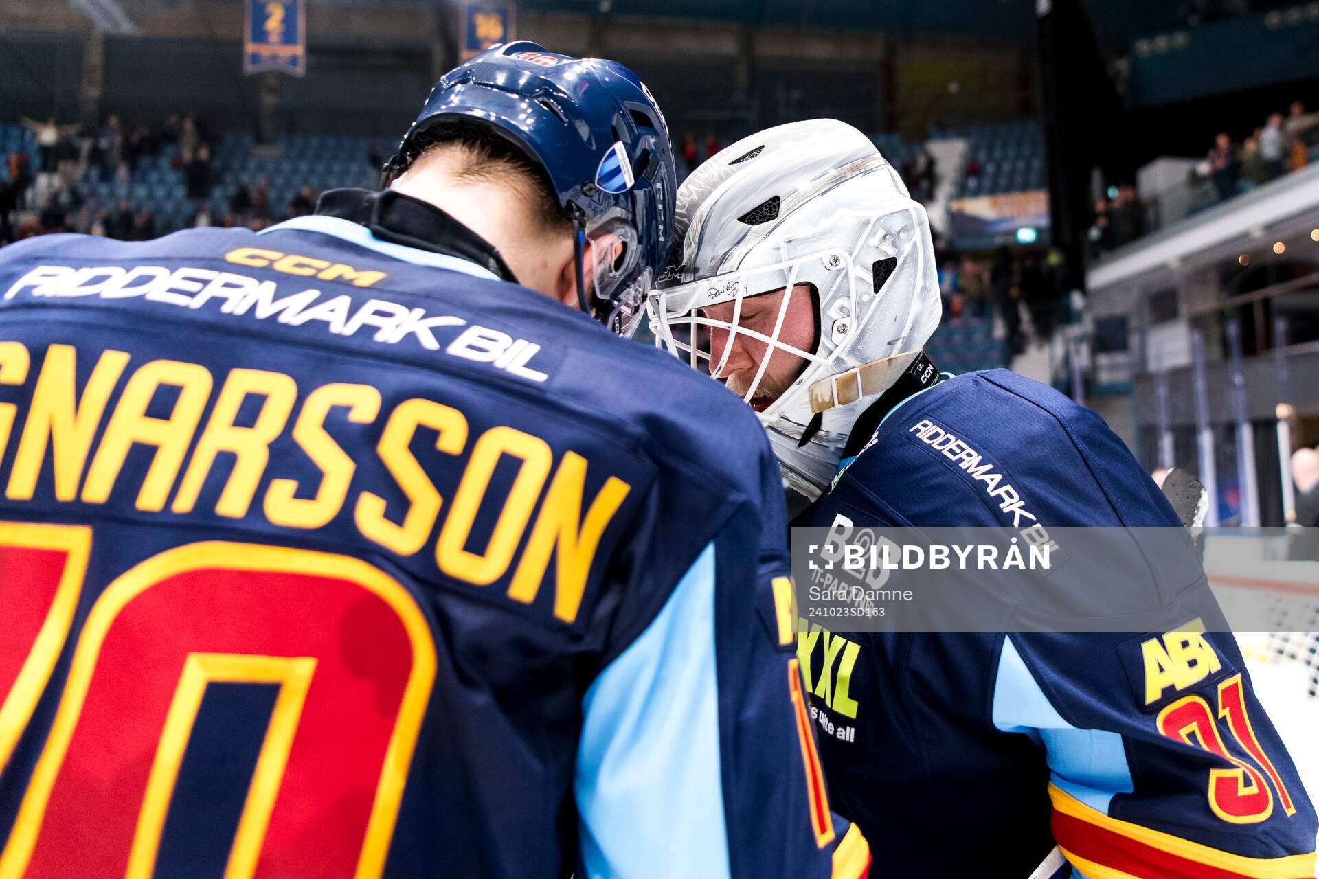 Djurgårdens Jakob Ragnarsson och målvakt Viktor Andrén