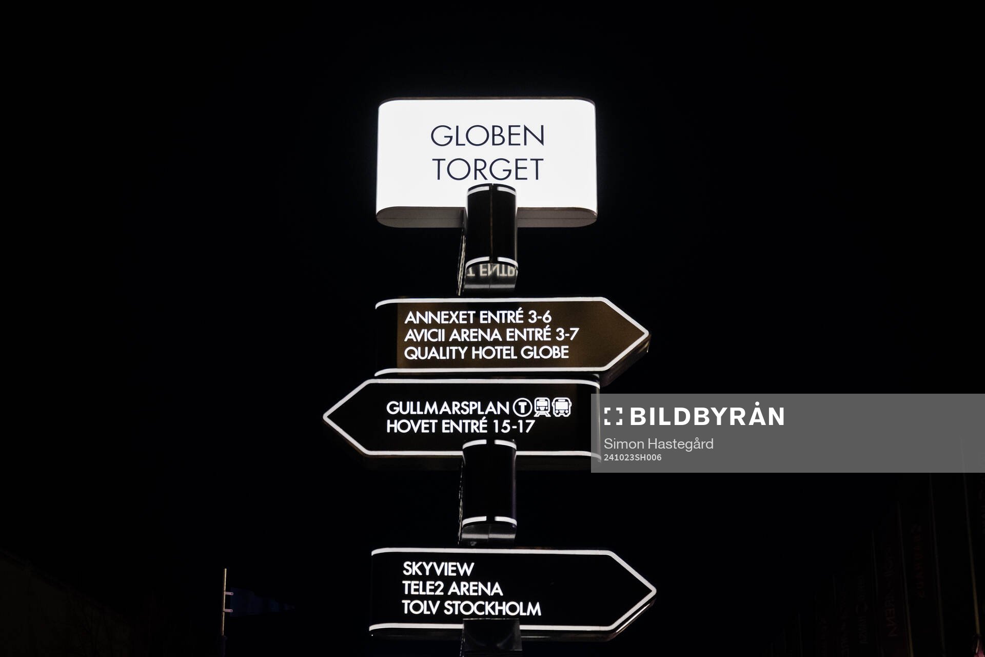 Skylt på Globen Torget