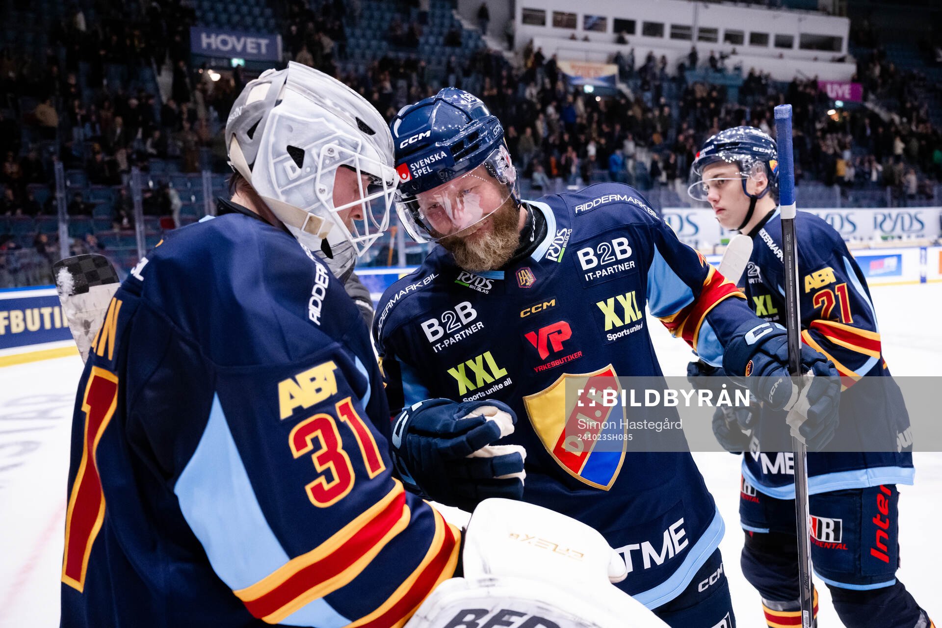 Djurgårdens målvakt Viktor Andrén och Patrick Thoresen