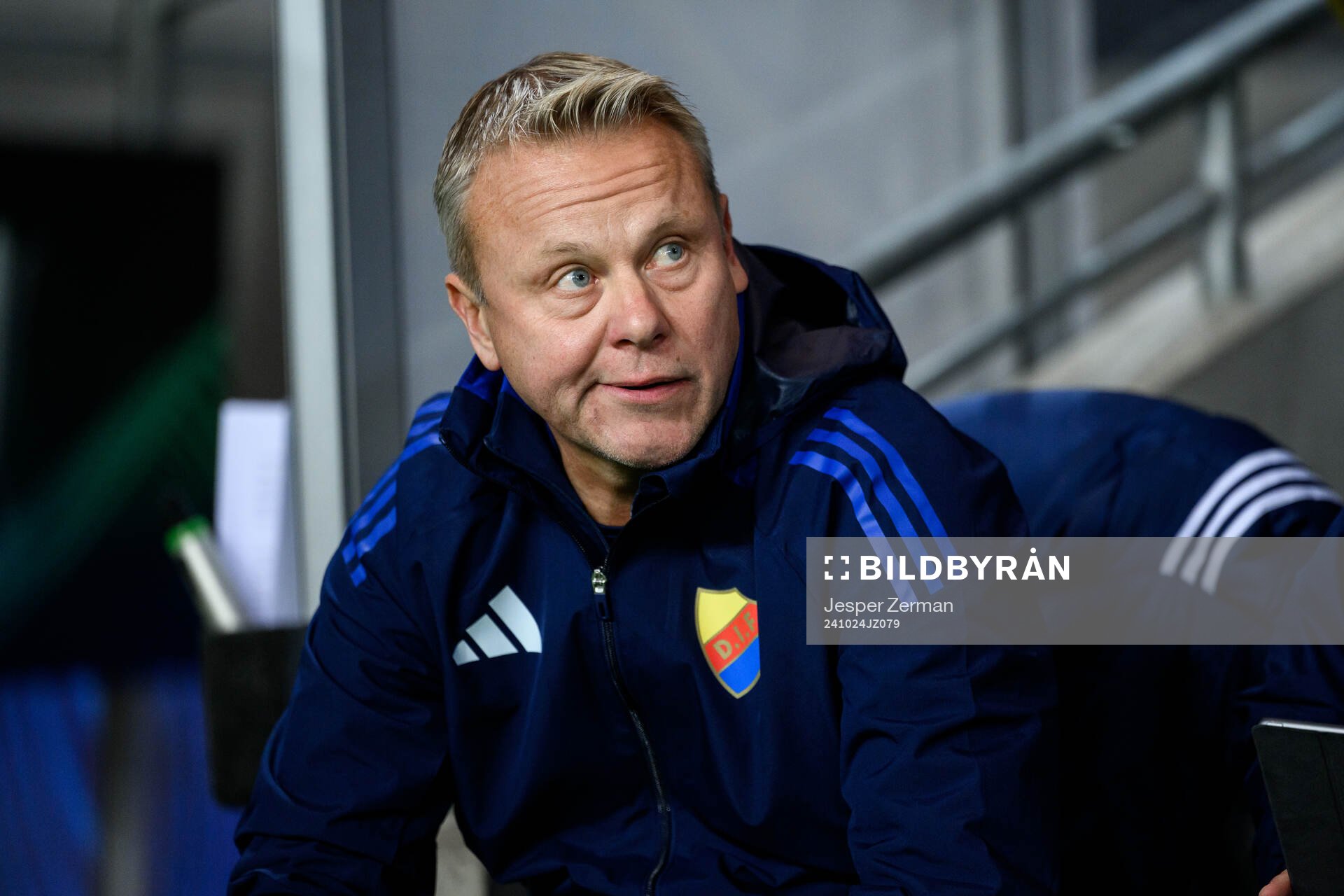 head coach Roberth Björknesjö of Djurgården ahead of the UEFA Conference League match between Djurgården and Vitoria SC on October 24, 2024 in Stockholm. 