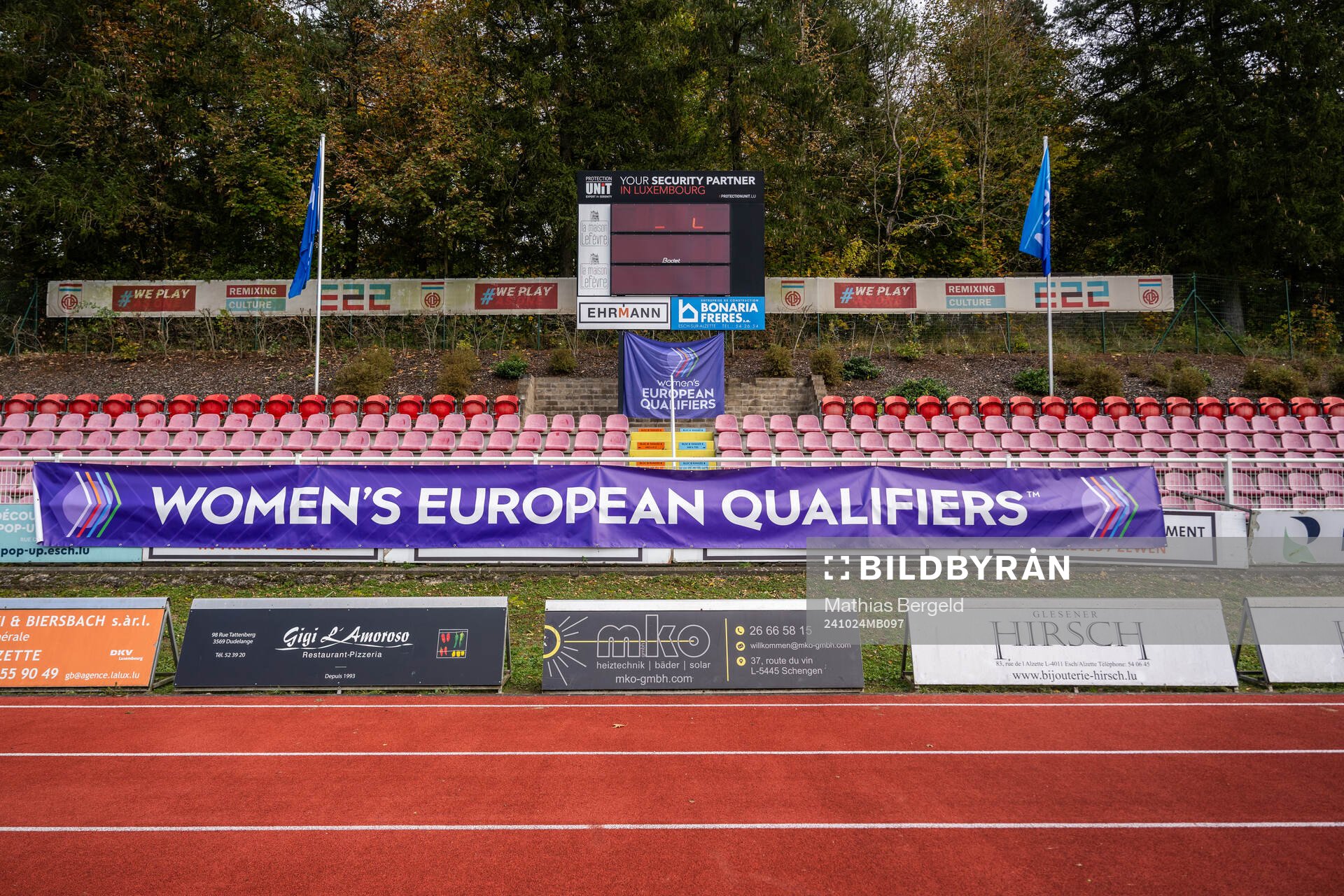 View of stands and the scoreboard at Stade Emile Mayrisch