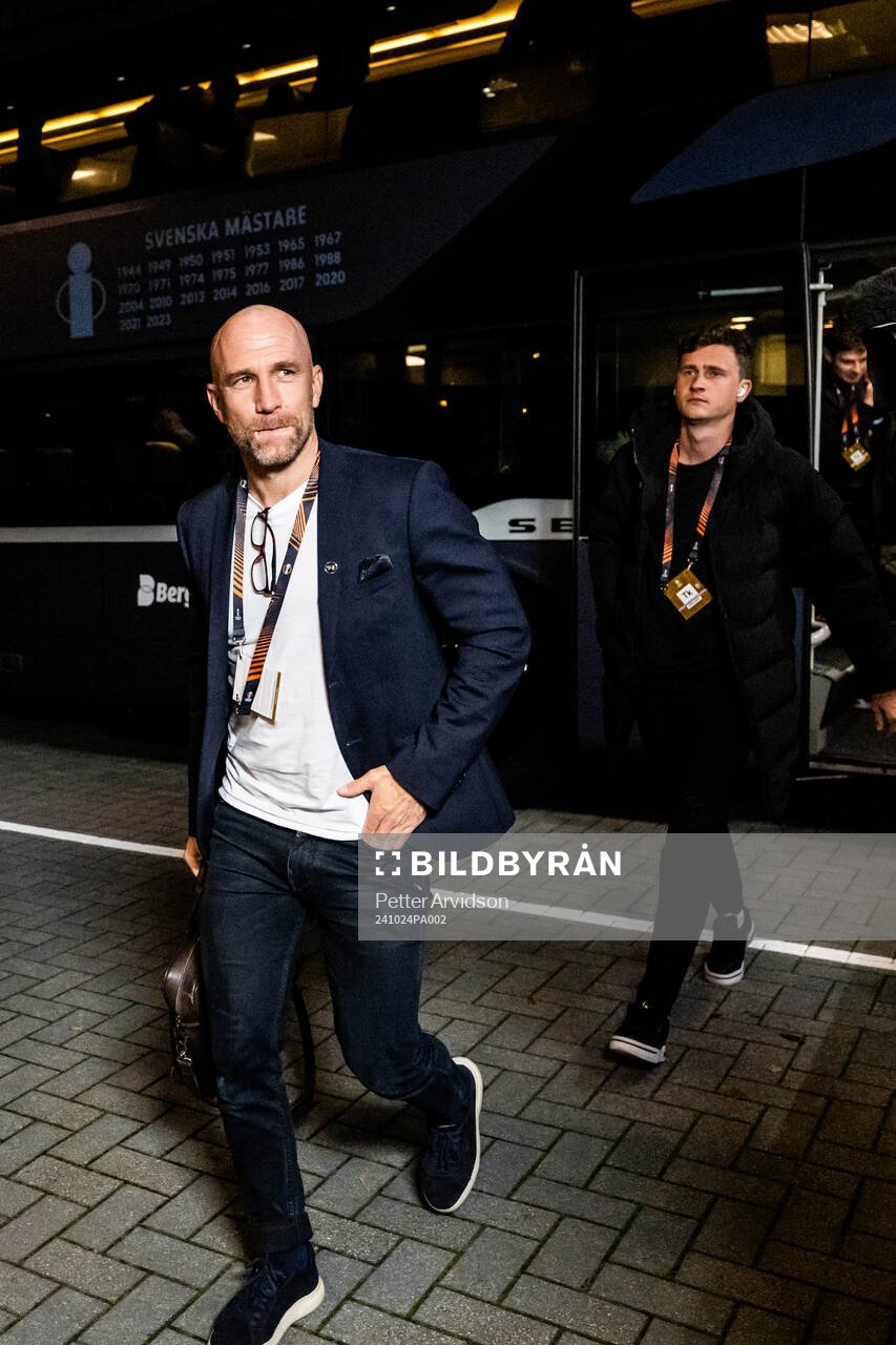 Head coach Henrik Rydström of Malmö FF arrives to the