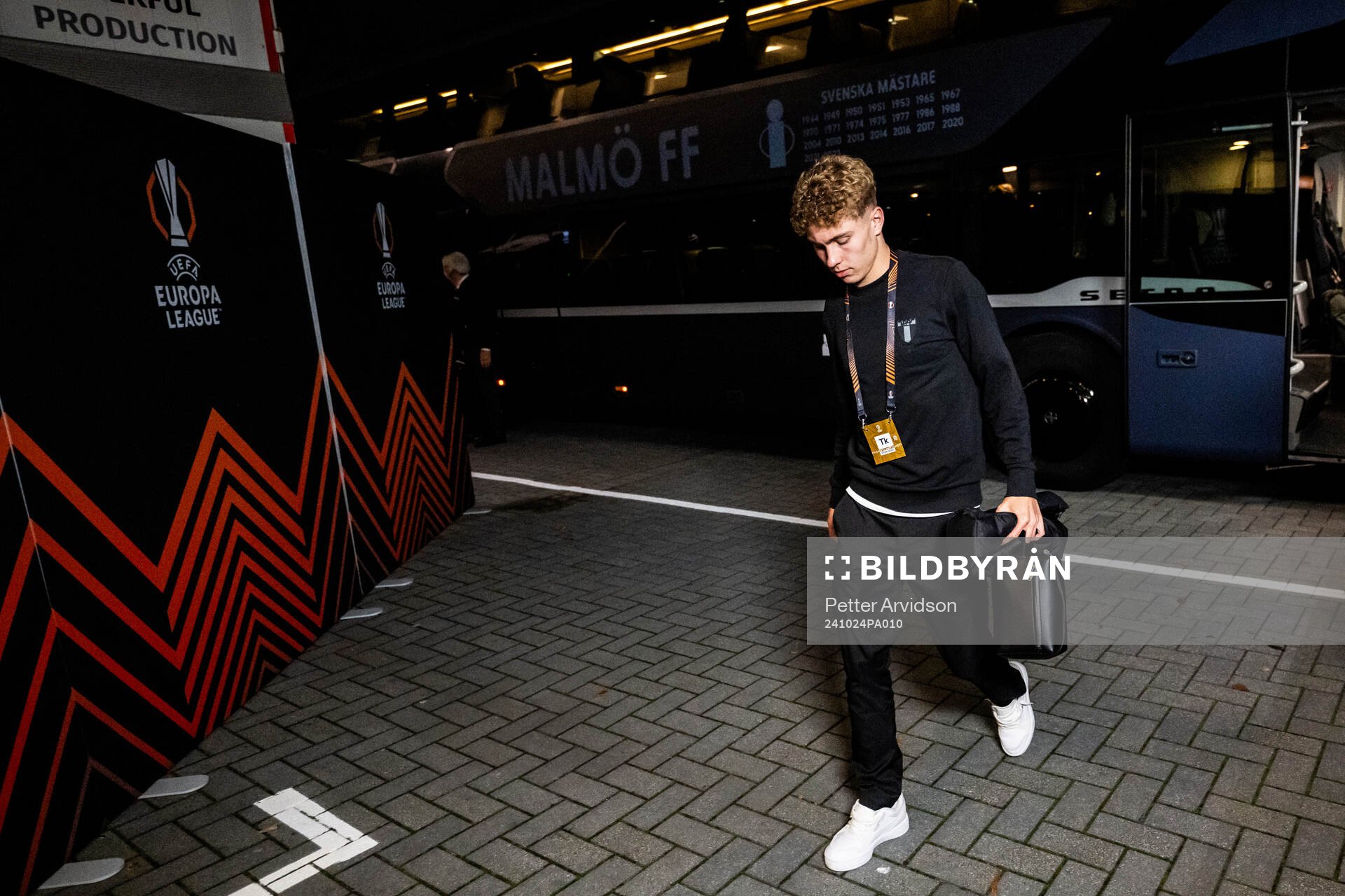 Hugo Bolin of Malmö FF arrives to the stadium