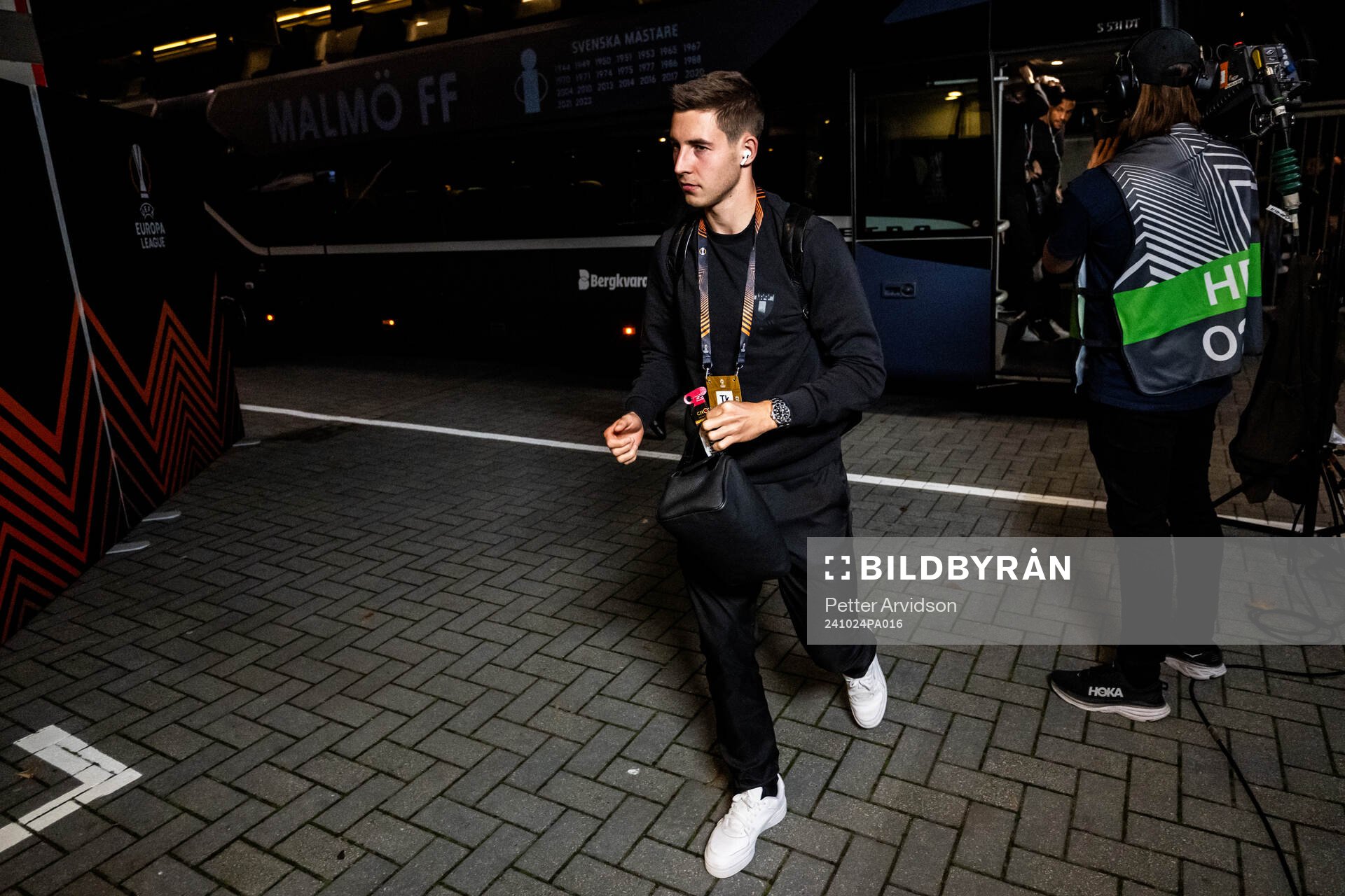 Lasse Berg Johnsen of Malmö FF arrives to the stadium