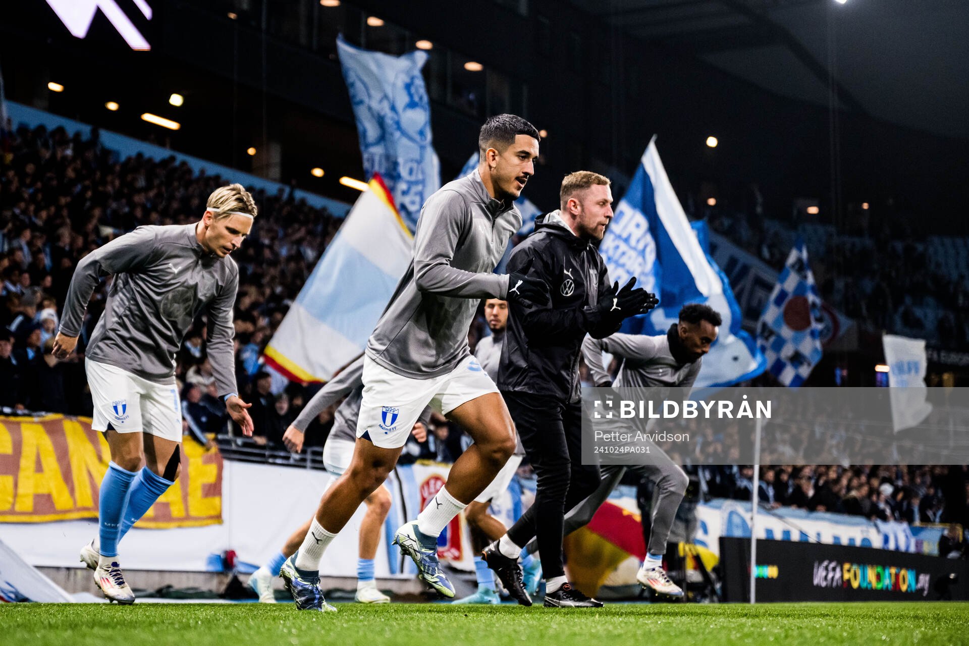 Jens Stryger Larsen and Zakaria Loukili of Malmö FF