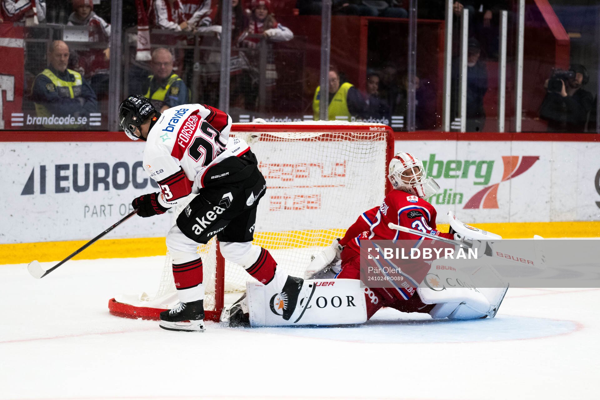 Malmö Redhawks Christoffer Forsberg och Timrås målvakt