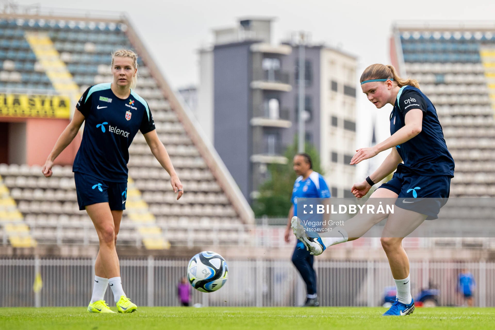 Ada Hegerberg and Signe Gaupset of the Norwegian women's