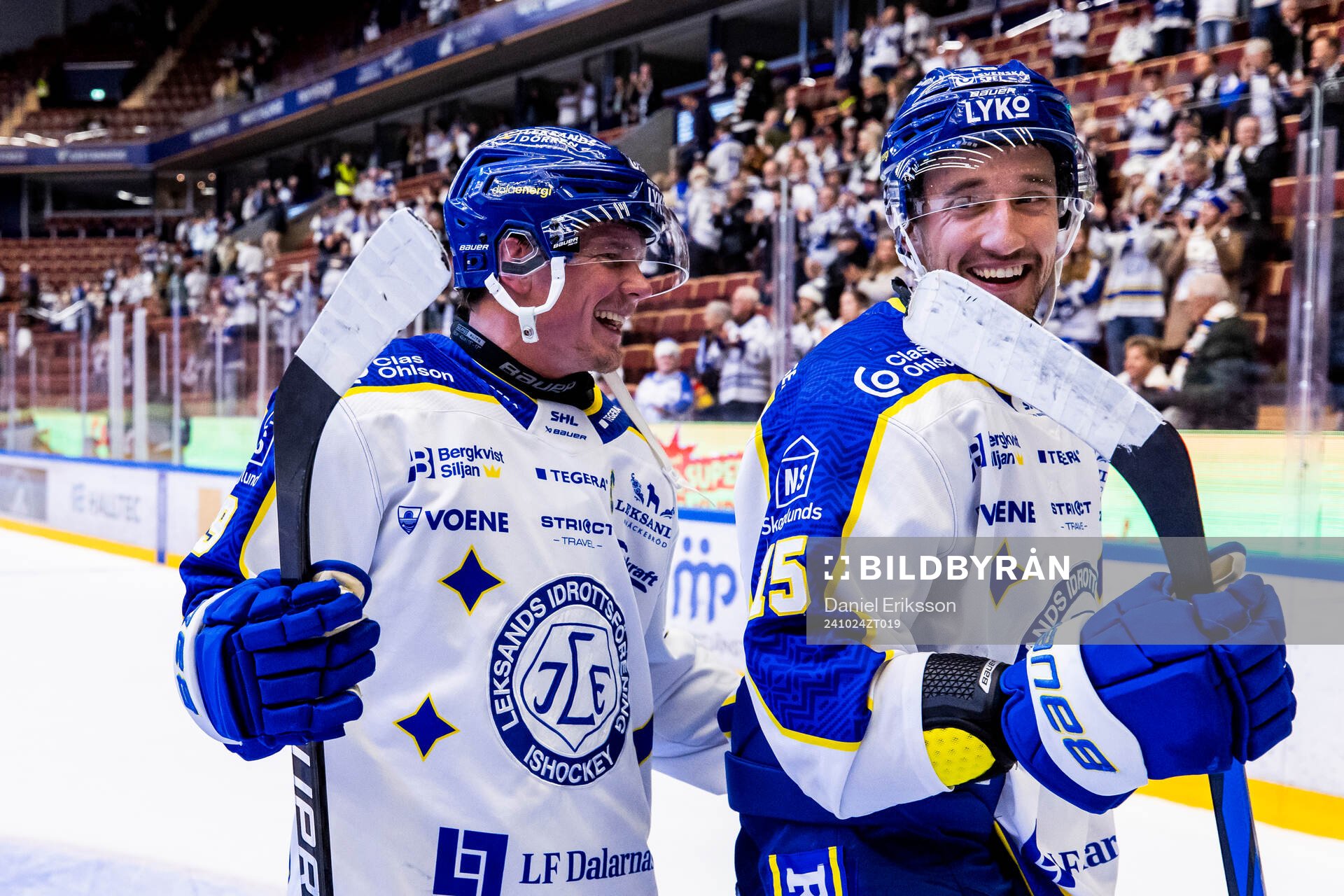 Leksands Patrik Zackrisson och Max Veronneau jublar