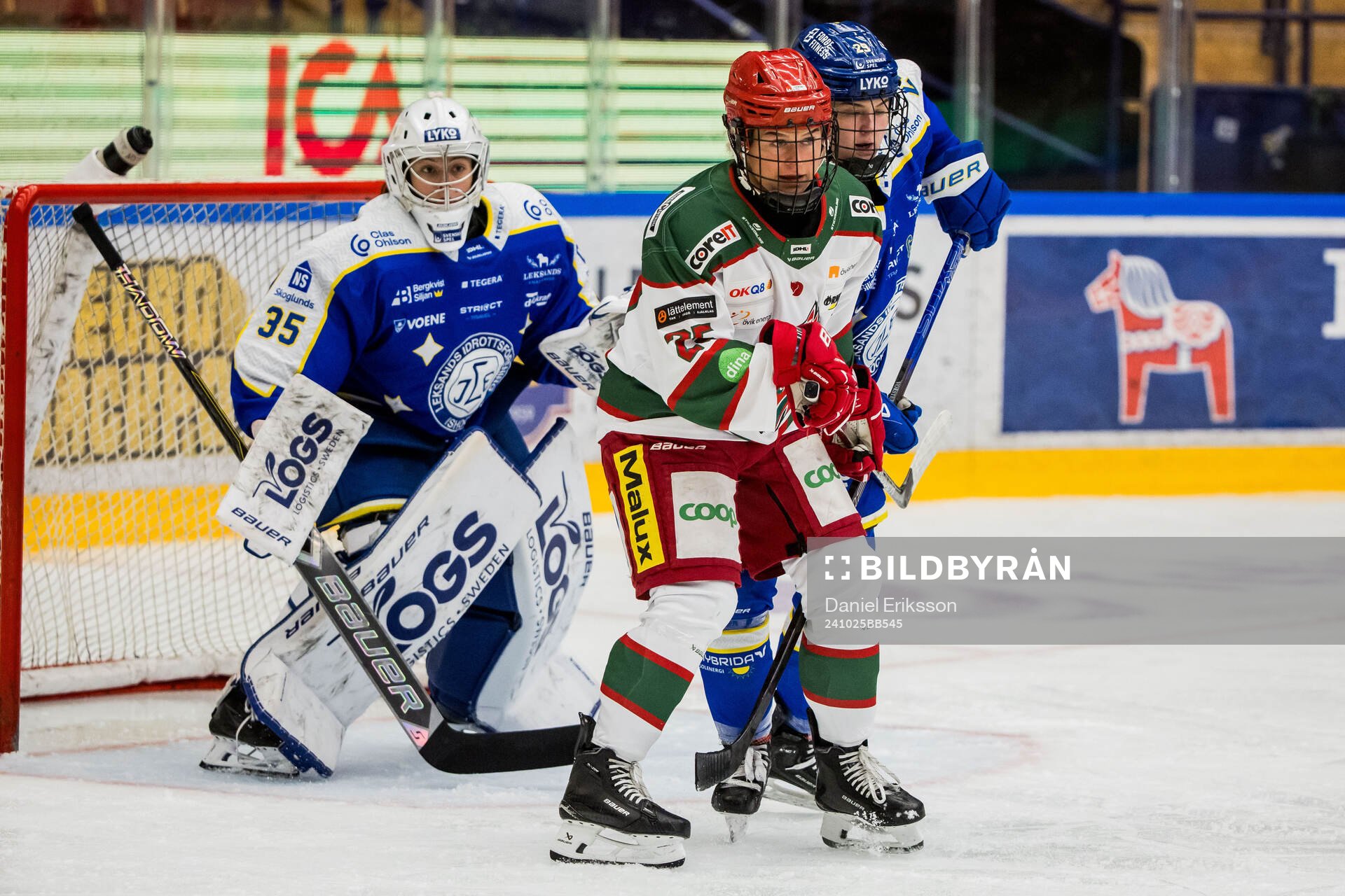 Leksands målvakt Emma Polusny och Modos Maja Grundström