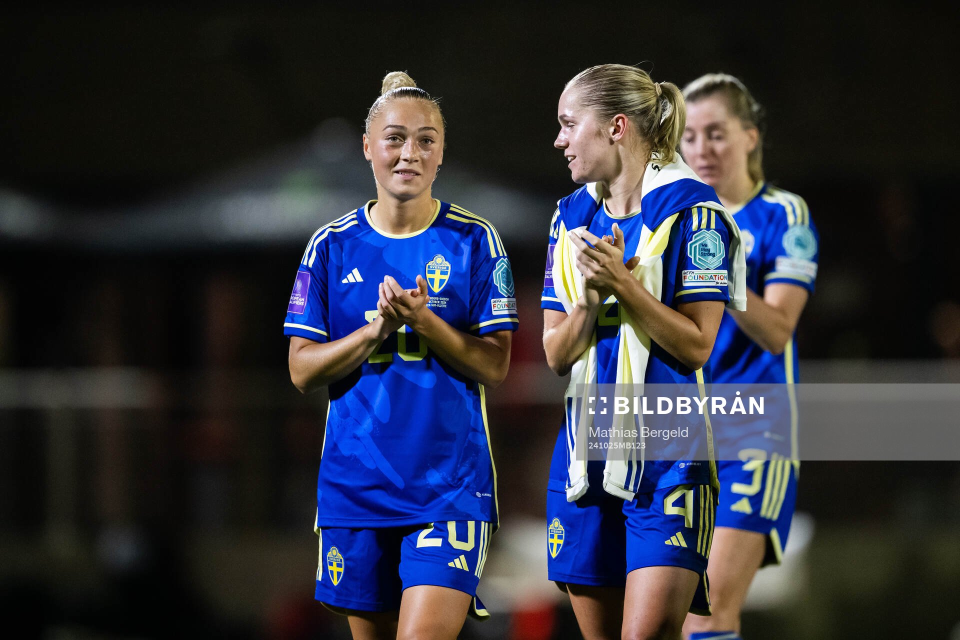 Hanna Bennison and Hanna Lundkvist of Sweden celebrate