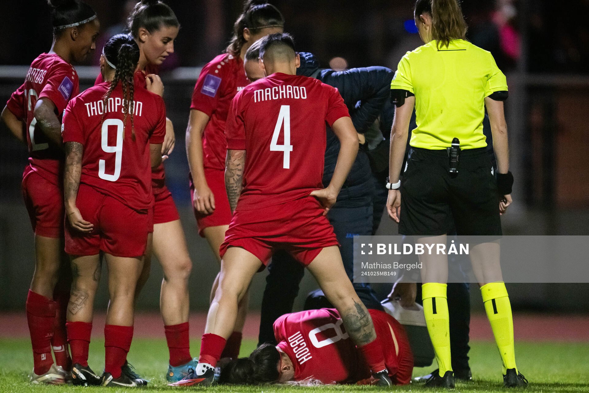 Edina Kocan of Luxembourg in pain