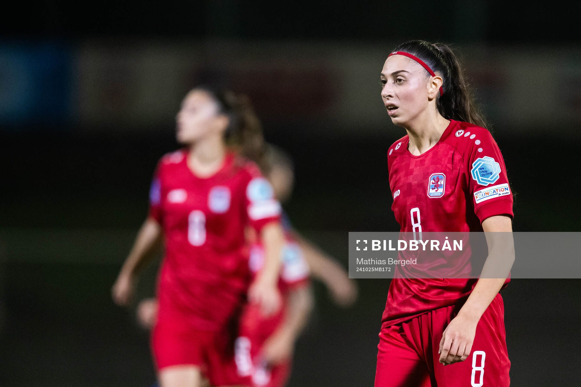 Edina Kocan of Luxembourg during the UEFA Women's Euro Qualifier first round play-off football match between Luxembourg and Sweden on October 25, 2024 in Esch-sur-Alzette.