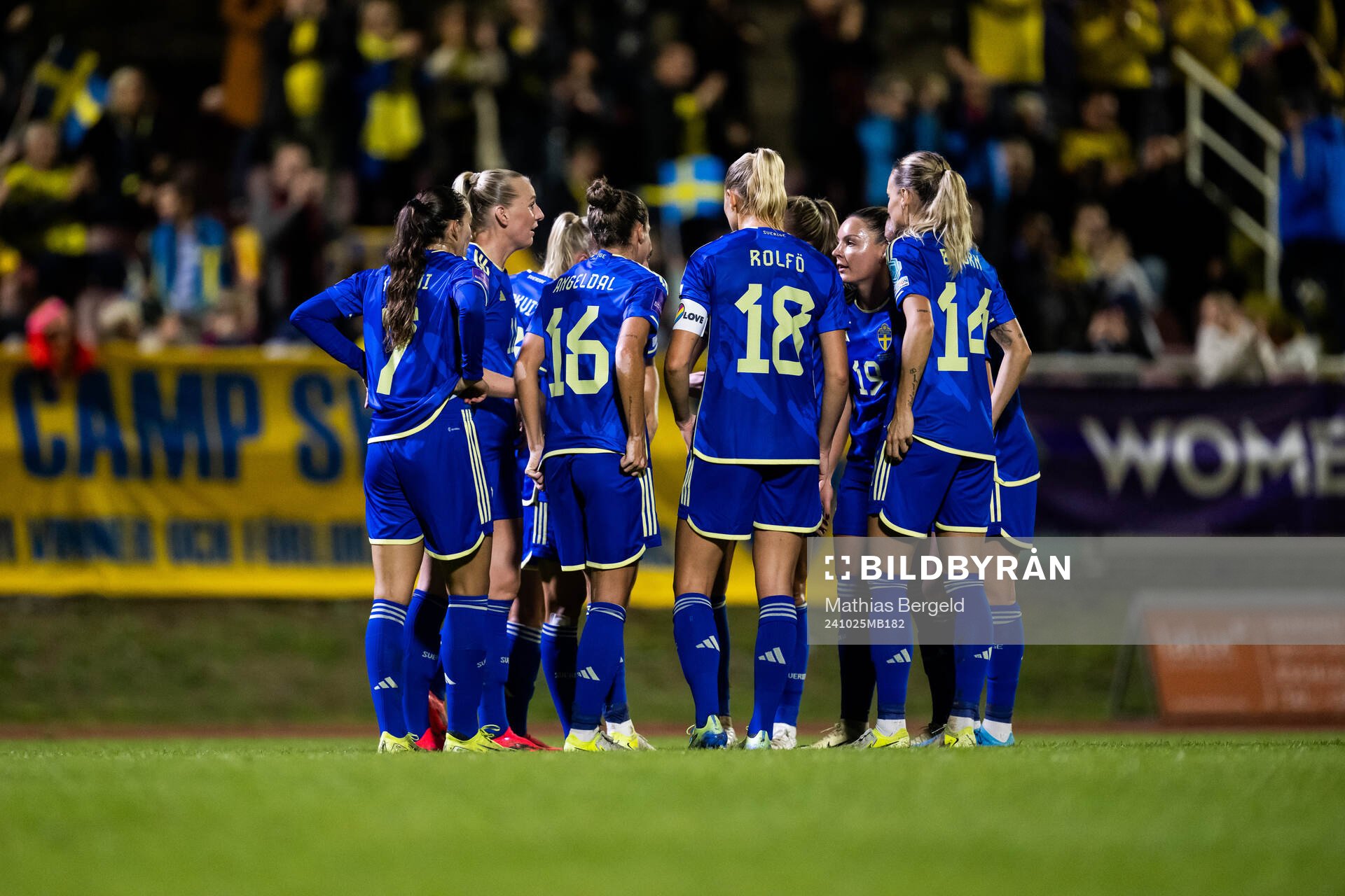 Filippa Angeldahl of Sweden celebrates with team mates