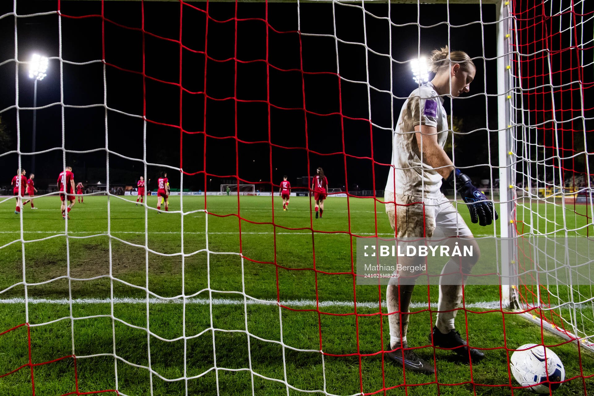 Goalkeeper Lucie Schlime of Luxembourg looks dejected