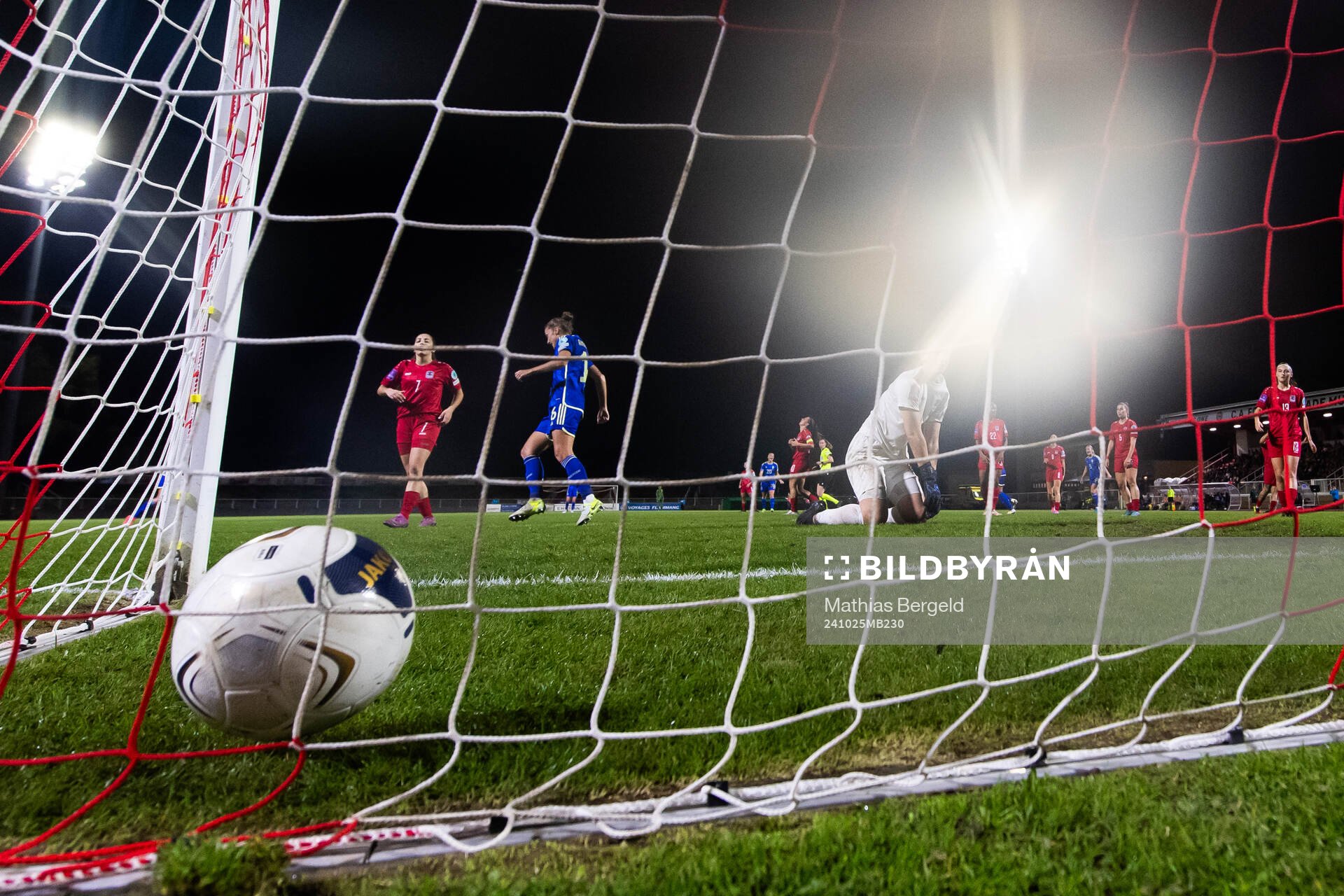 Goalkeeper Lucie Schlime of Luxembourg looks dejected