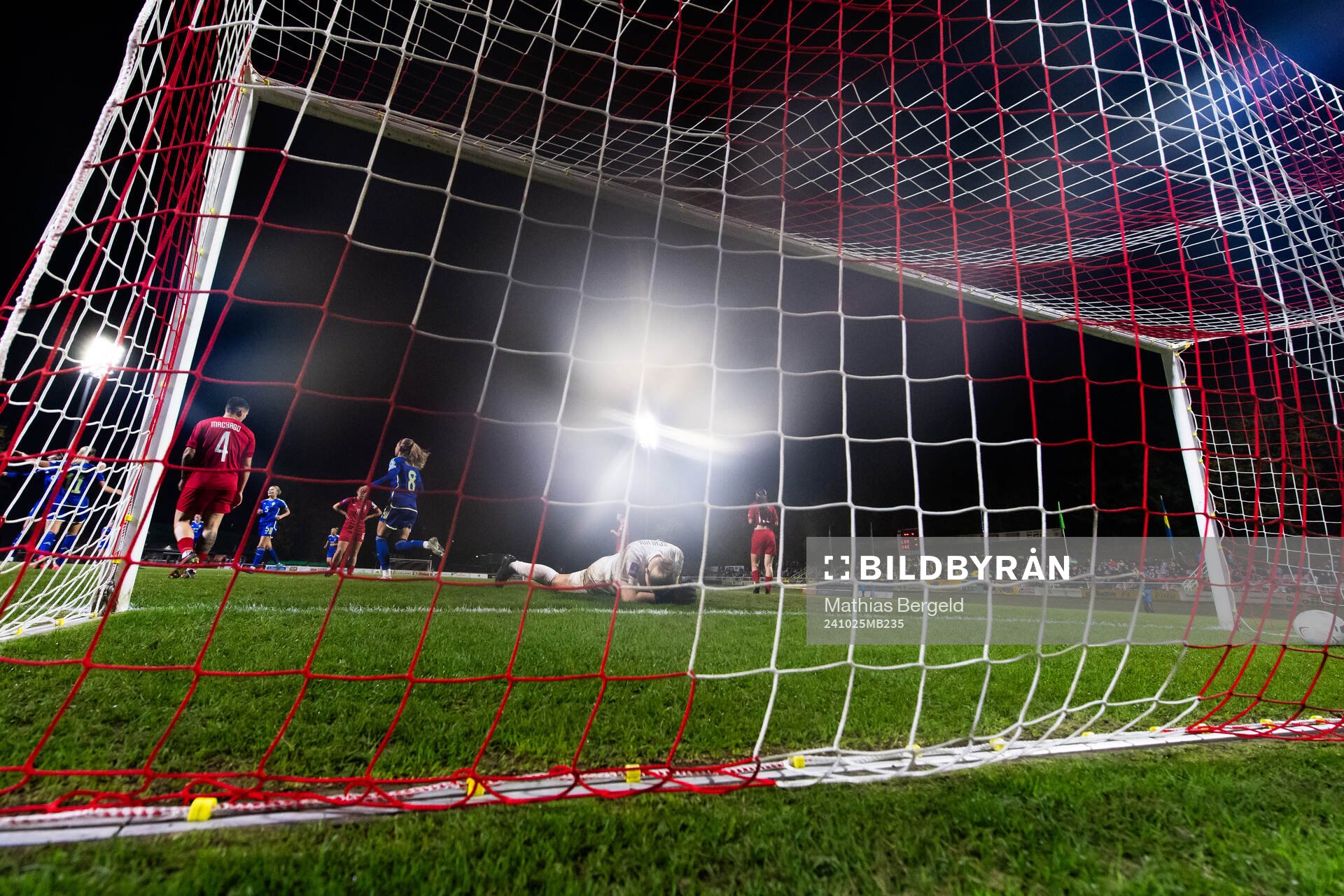 Goalkeeper Lucie Schlime of Luxembourg looks dejected