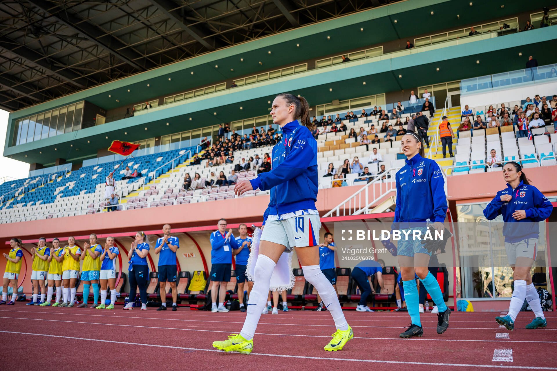 Caroline Graham Hansen and goalkeeper Cecilie Fiskerstrand