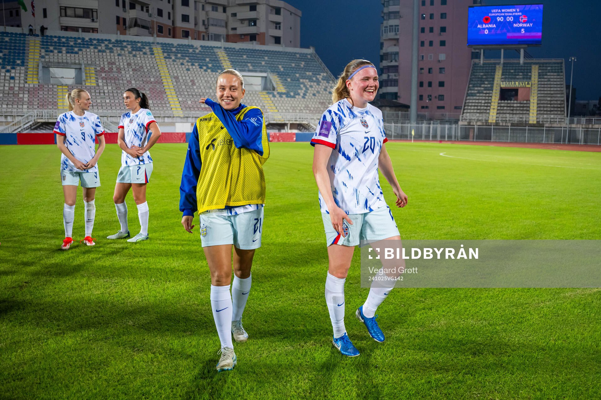 Lisa Naalsund and Signe Gaupset of Norway celebrate