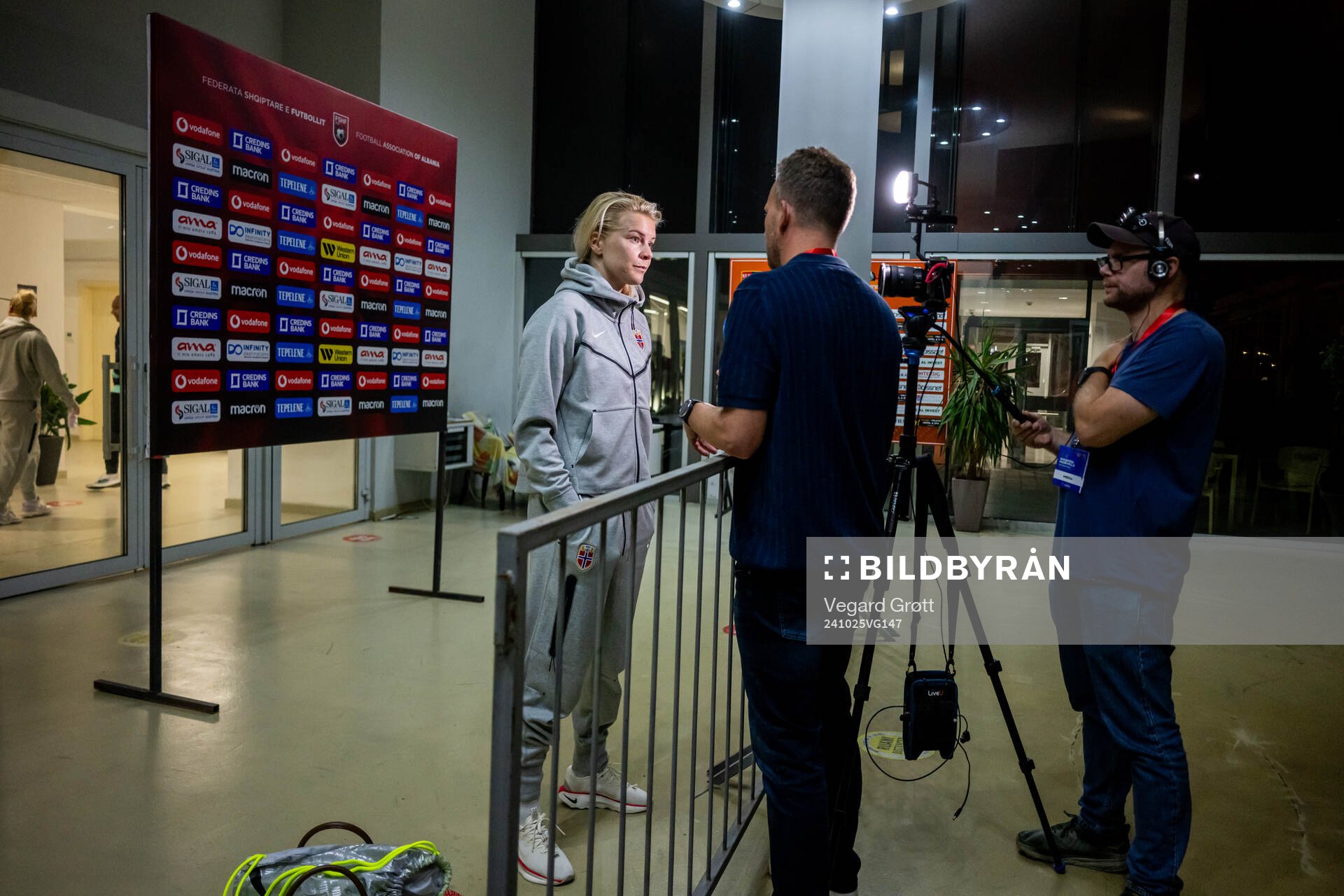 Ada Hegerberg of Norway is being interviewed by NRK