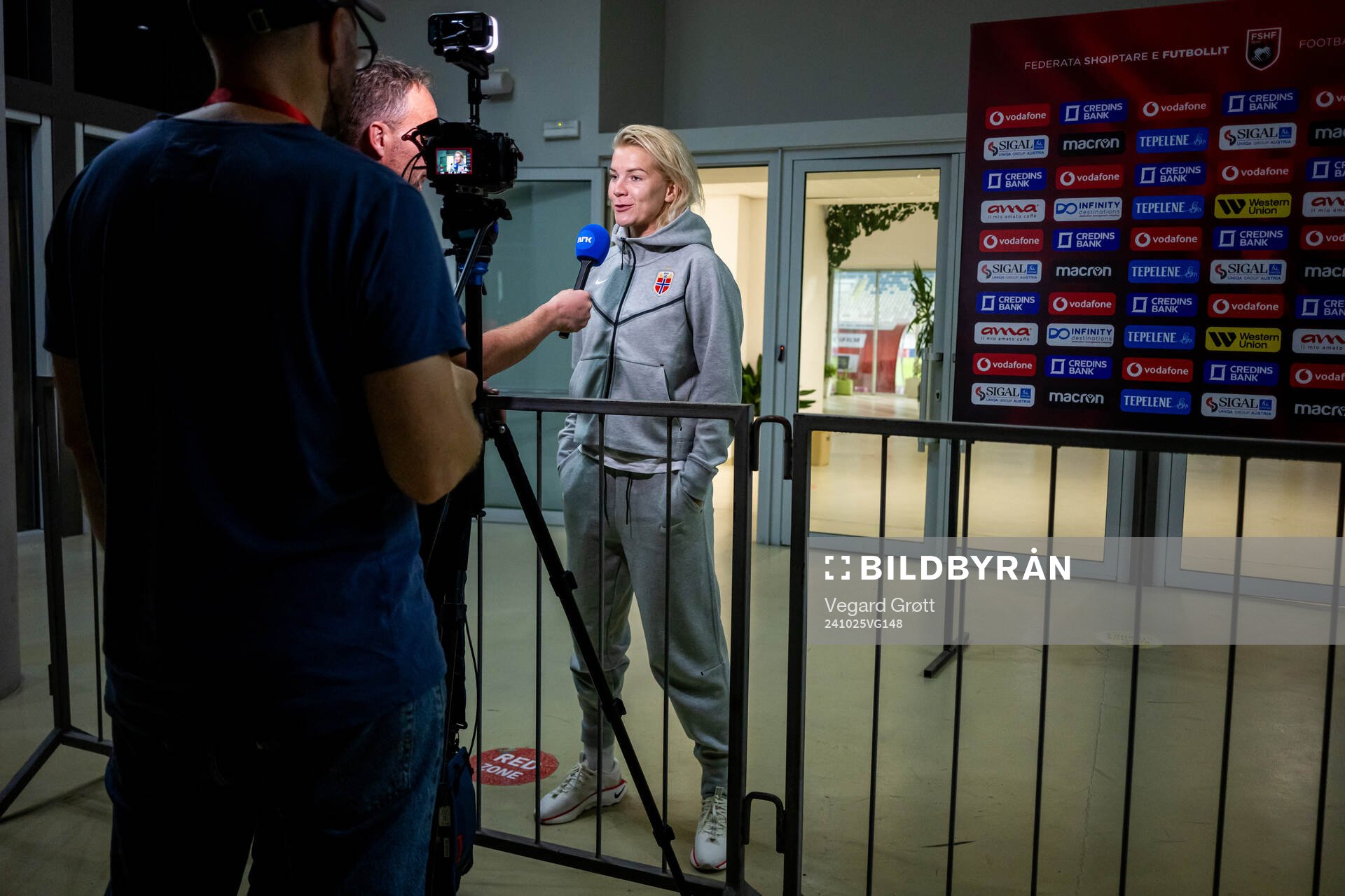 Ada Hegerberg of Norway is being interviewed by NRK