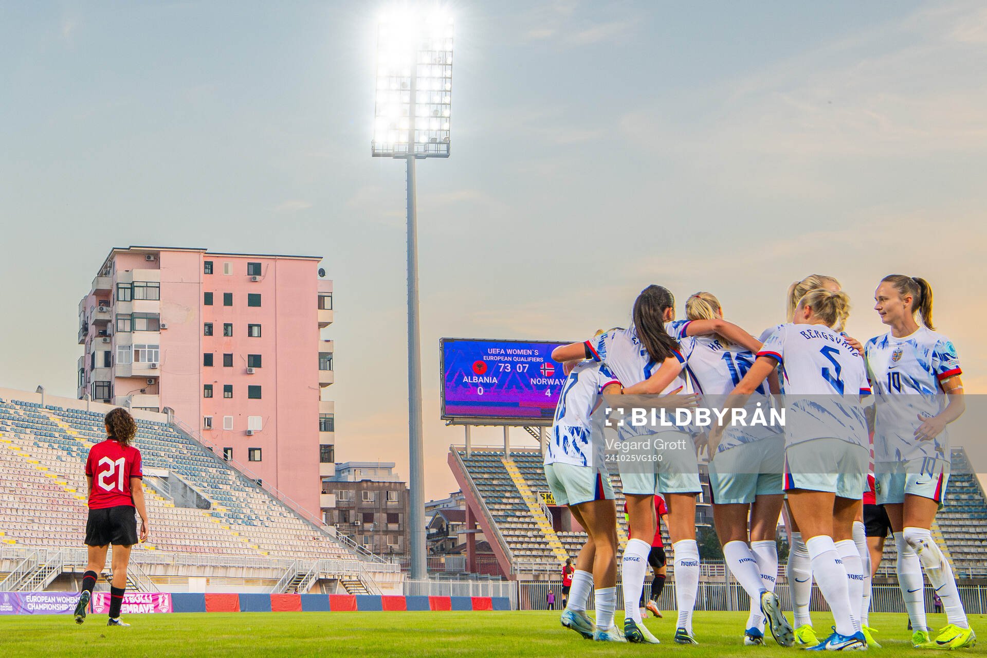 Mathilde Harviken of Norway celebrates with Ingrid Syrstad