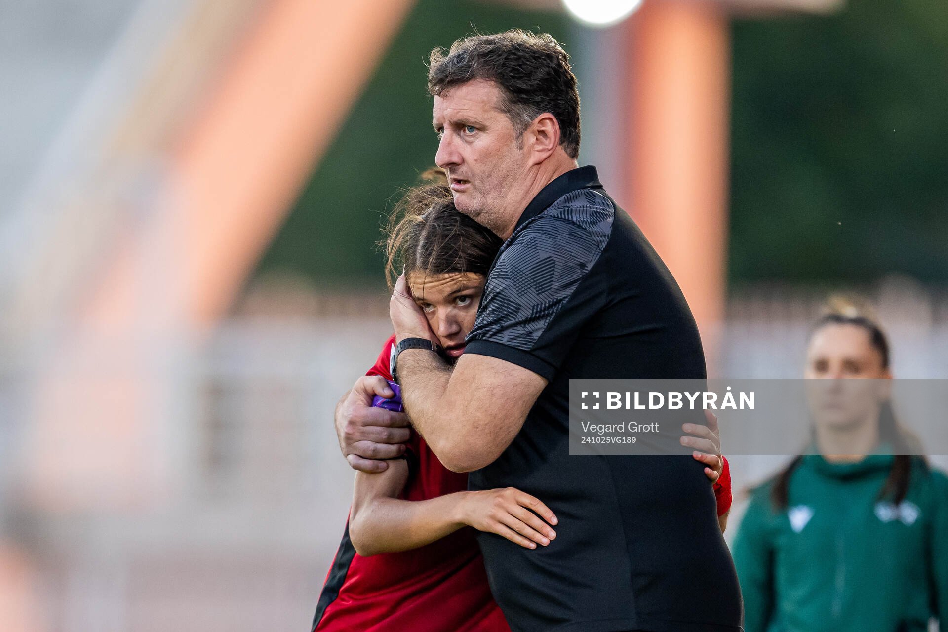 Fortesa Berisha and Armir Grimaj, head coach of Albania