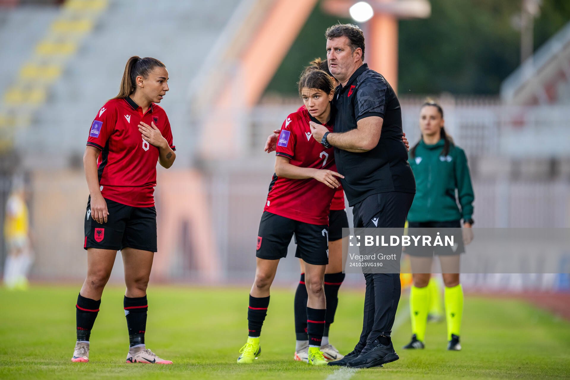 Fortesa Berisha and Armir Grimaj, head coach of Albania