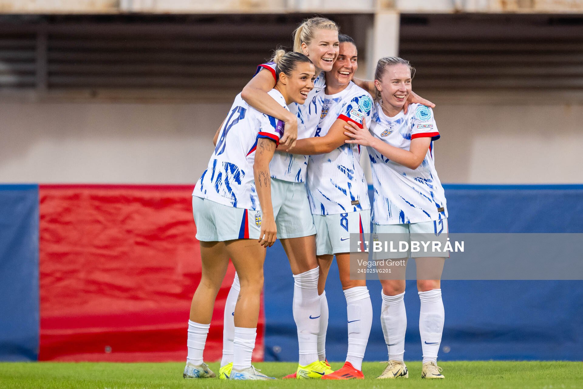 Ada Hegerberg of Norway celebrates with Celin Bizet