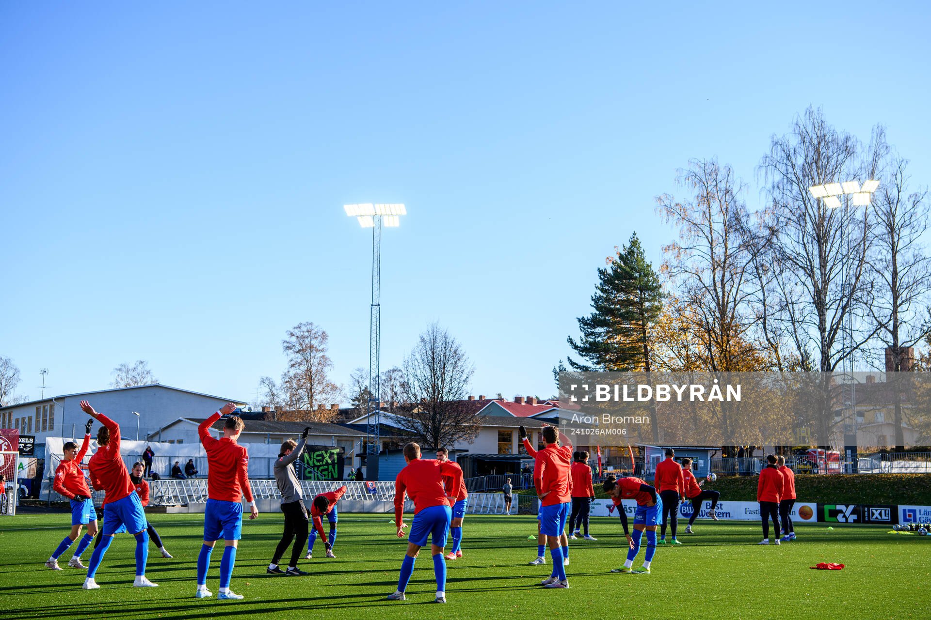 Helsingborgs spelare värmer upp