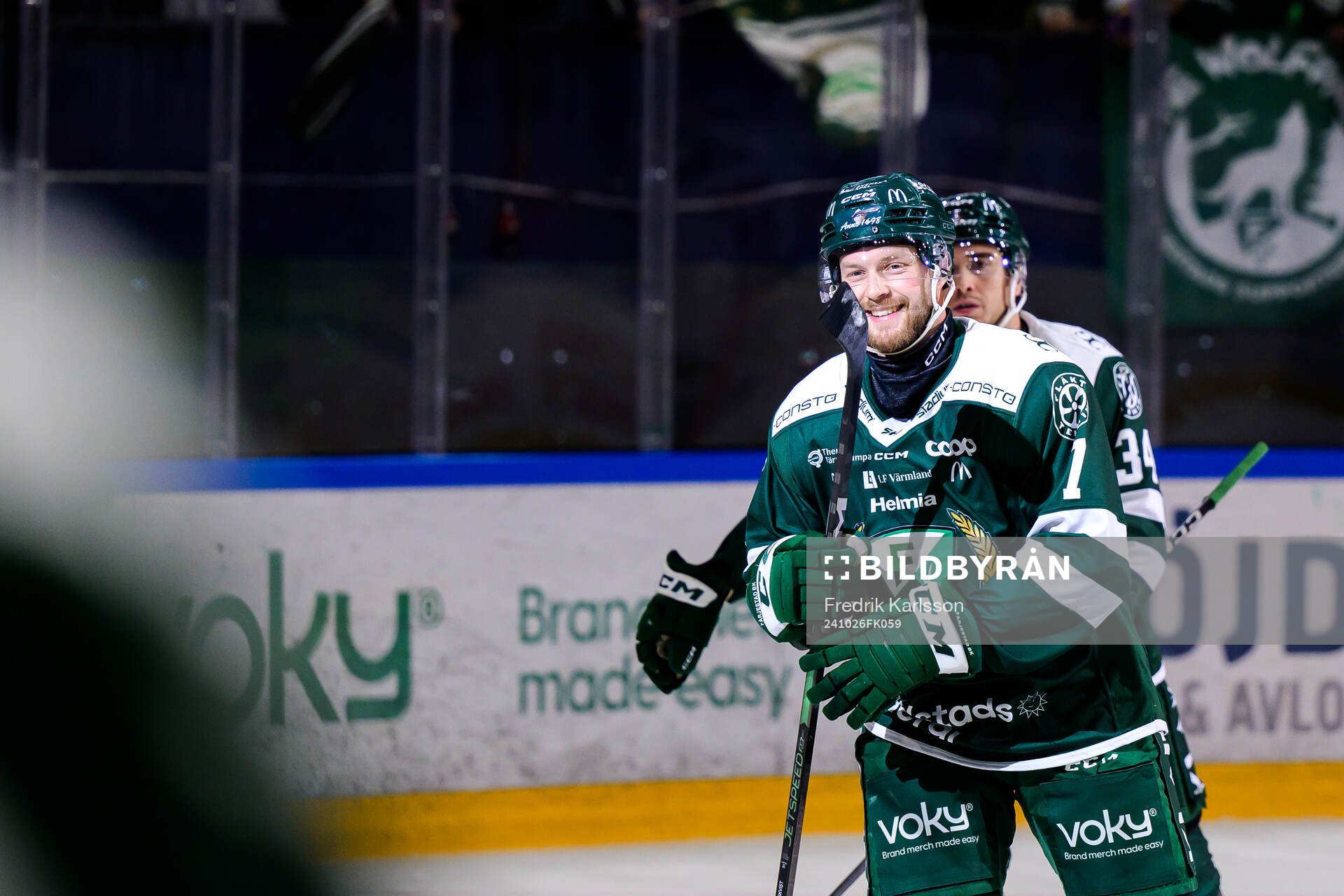 Färjestads Axel Bergkvist jublar