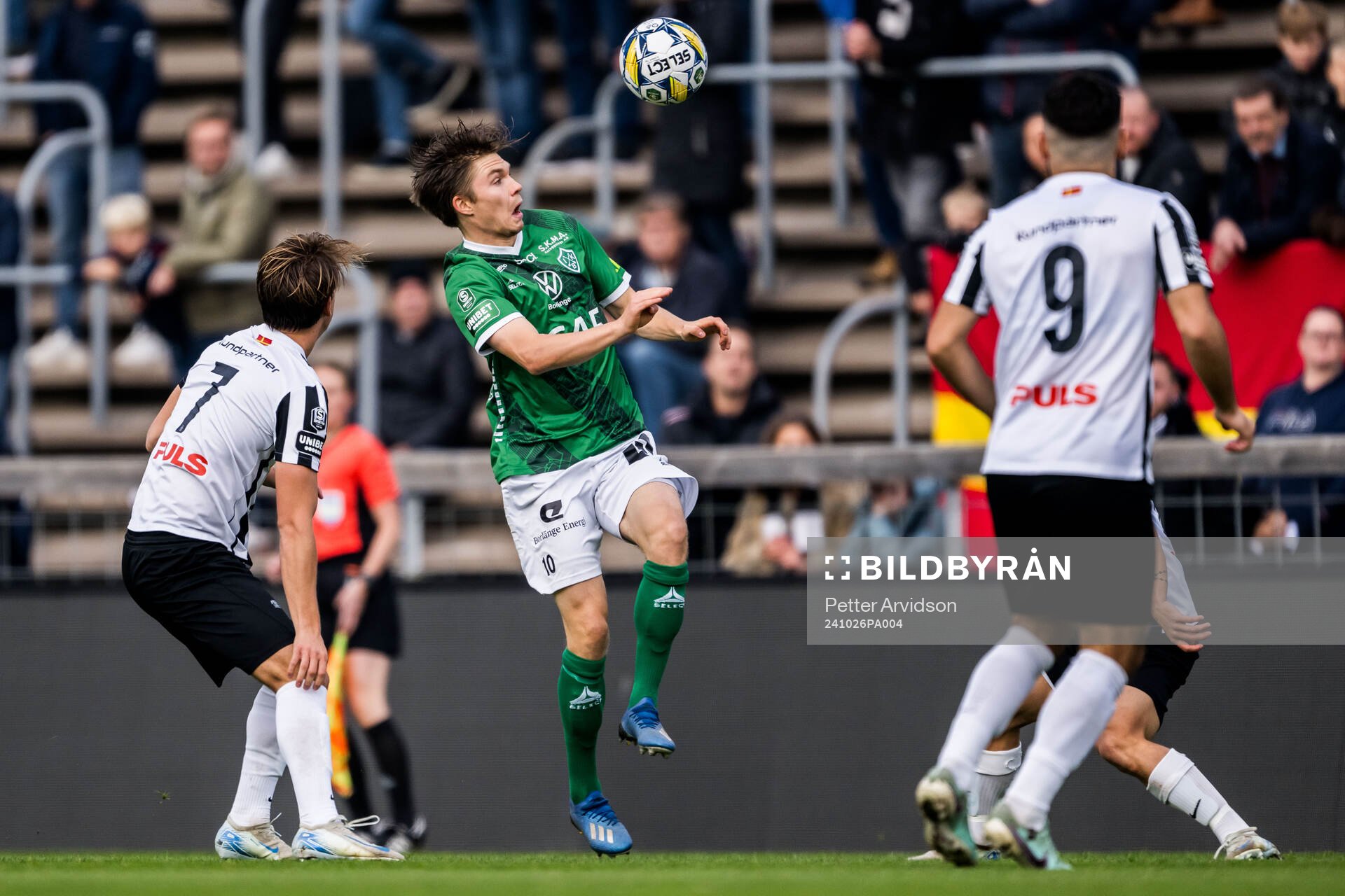 Brages Gustav Berggren under fotbollsmatchen i Superettan mellan Landskrona och Brage den 26 oktober 2024 i Landskrona. 