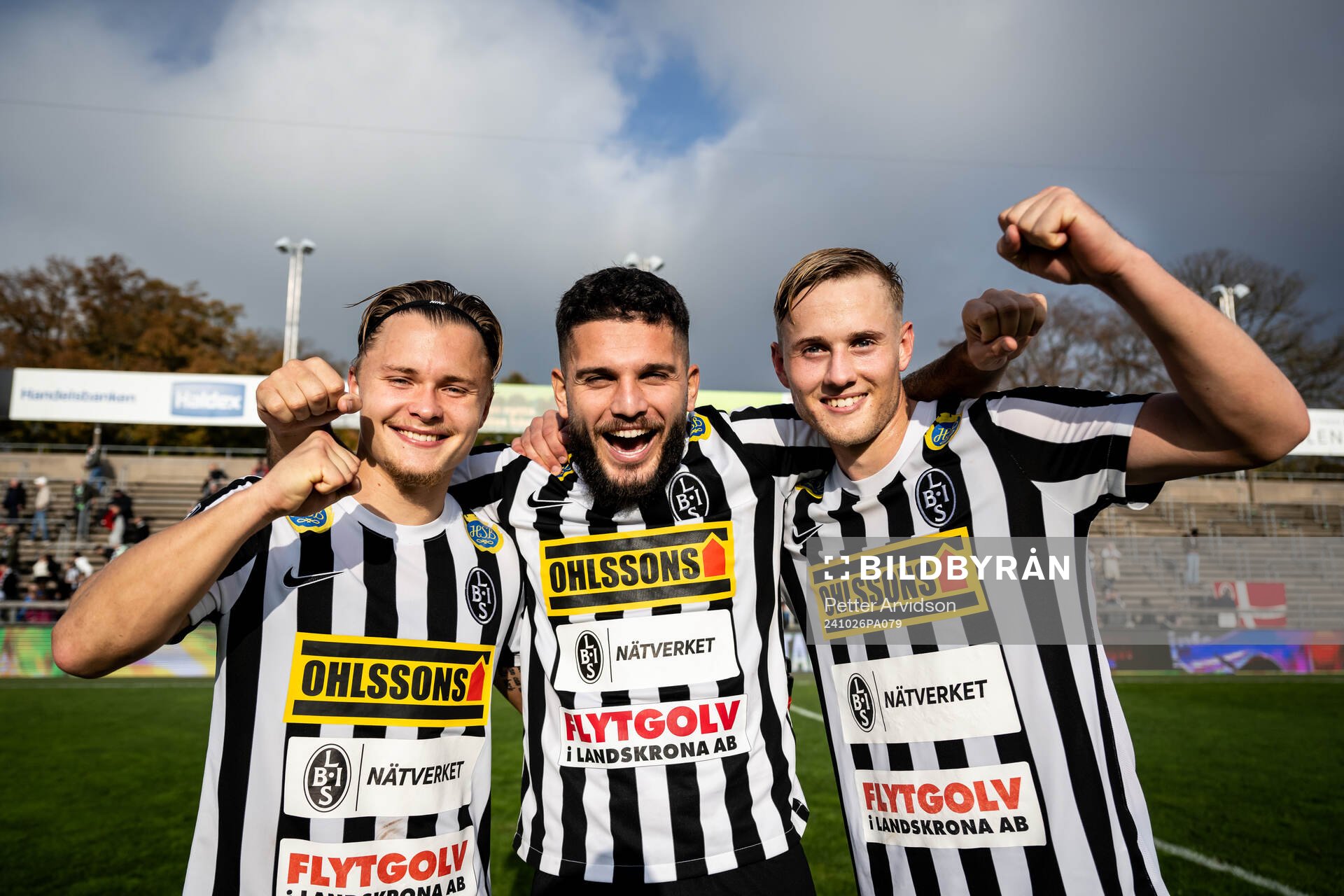Landskronas målskyttar Vincent Sundberg, Edi Sylisufaj och