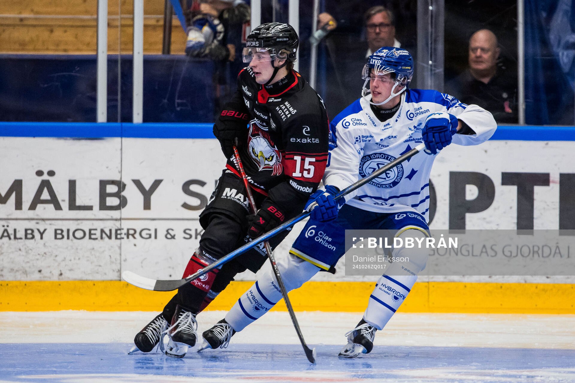Malmö Redhawks Freddie Larsson och Leksands Anton Johansson