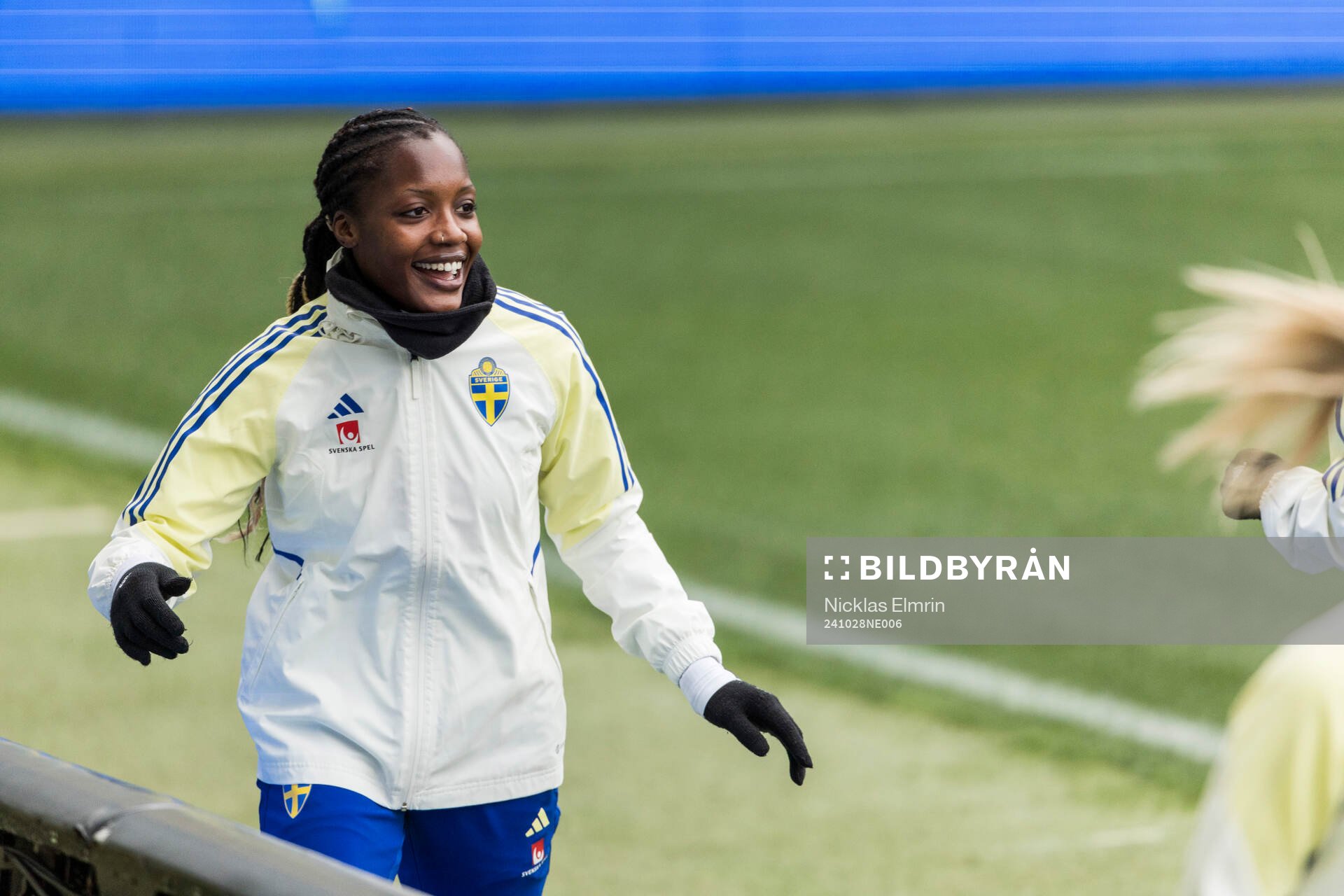Evelyn Ijeh of the Swedish women's national football team during a training session on October 28, 2024 in Gothenburg. 