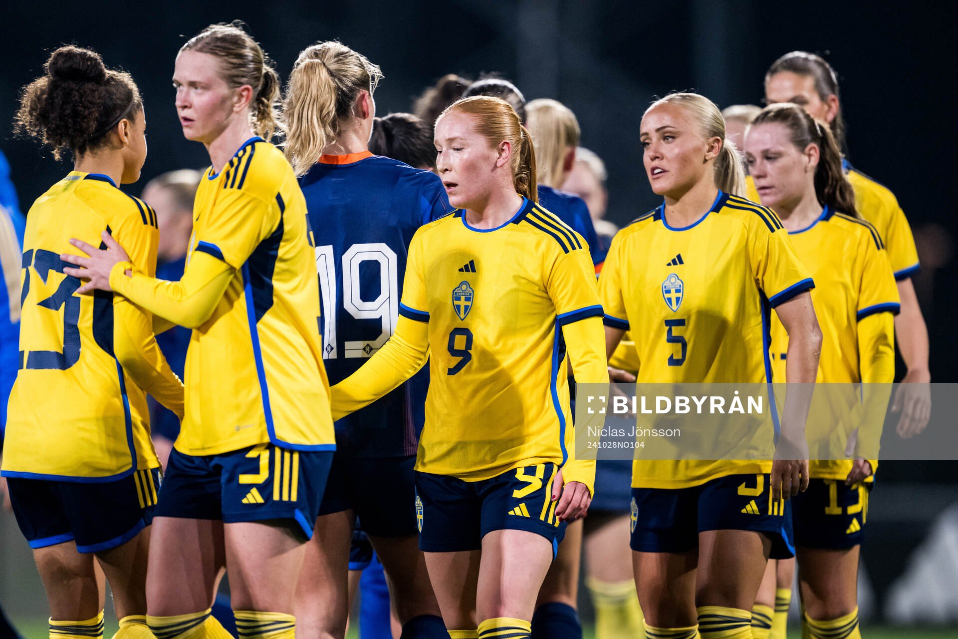 Tilde Johansson of Sweden looks dejected after the women's under-23 international friendly football match between Sweden and Netherlands on October 28, 2024 in Falkenberg.