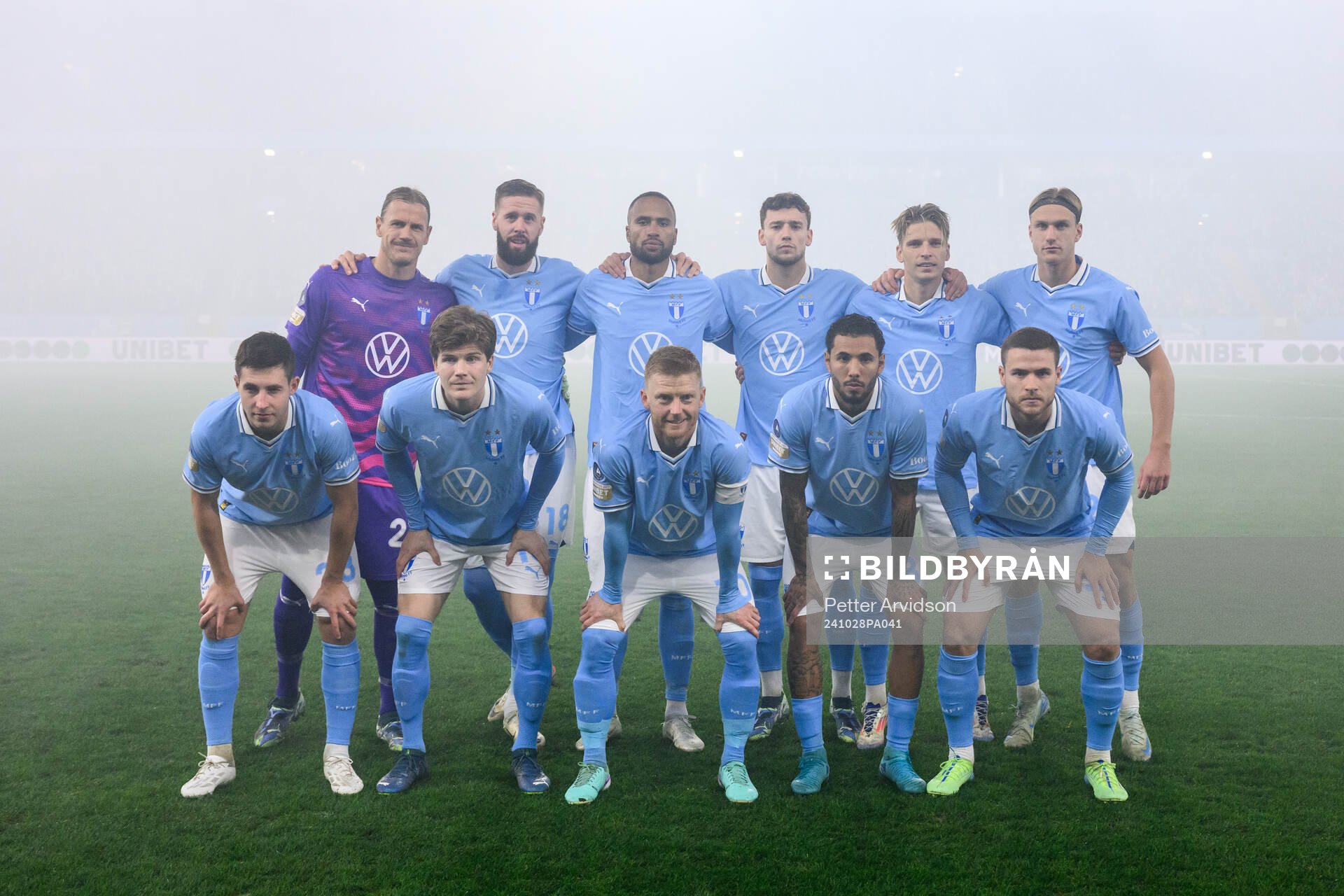 Malmö FFs startelva bestående av målvakt Johan Dahlin,