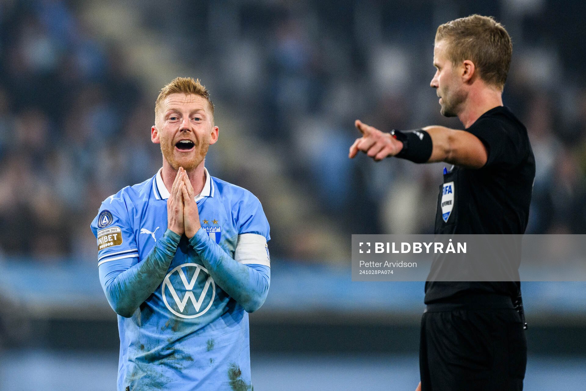 Malmö FFs Anders Christiansen reagerar mot Domare Glenn