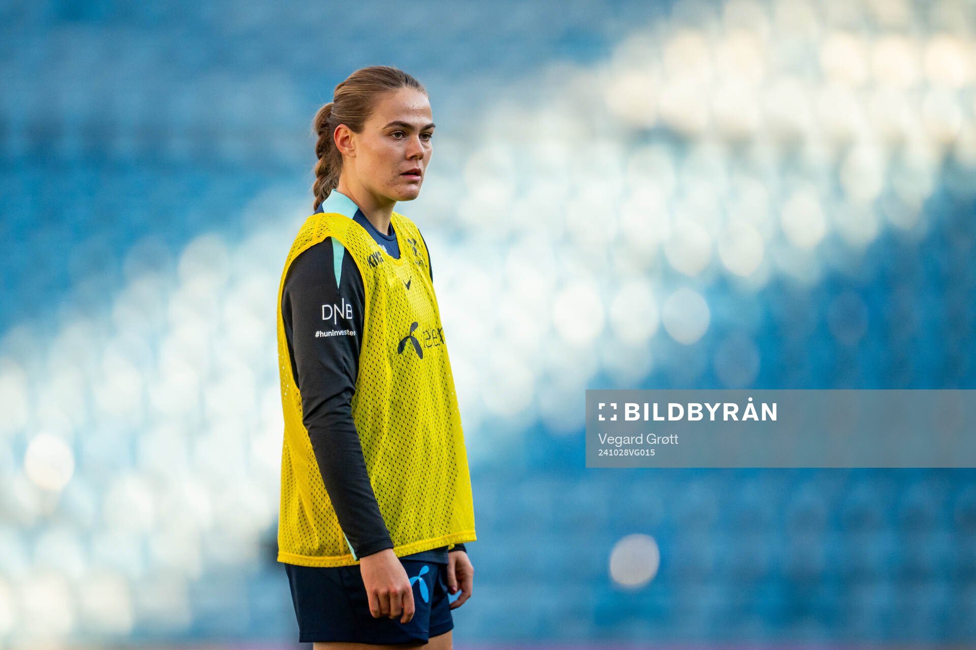 Marthine Østenstad of the Norwegian women's national football team during a training session on October 28, 2024 in Oslo. 