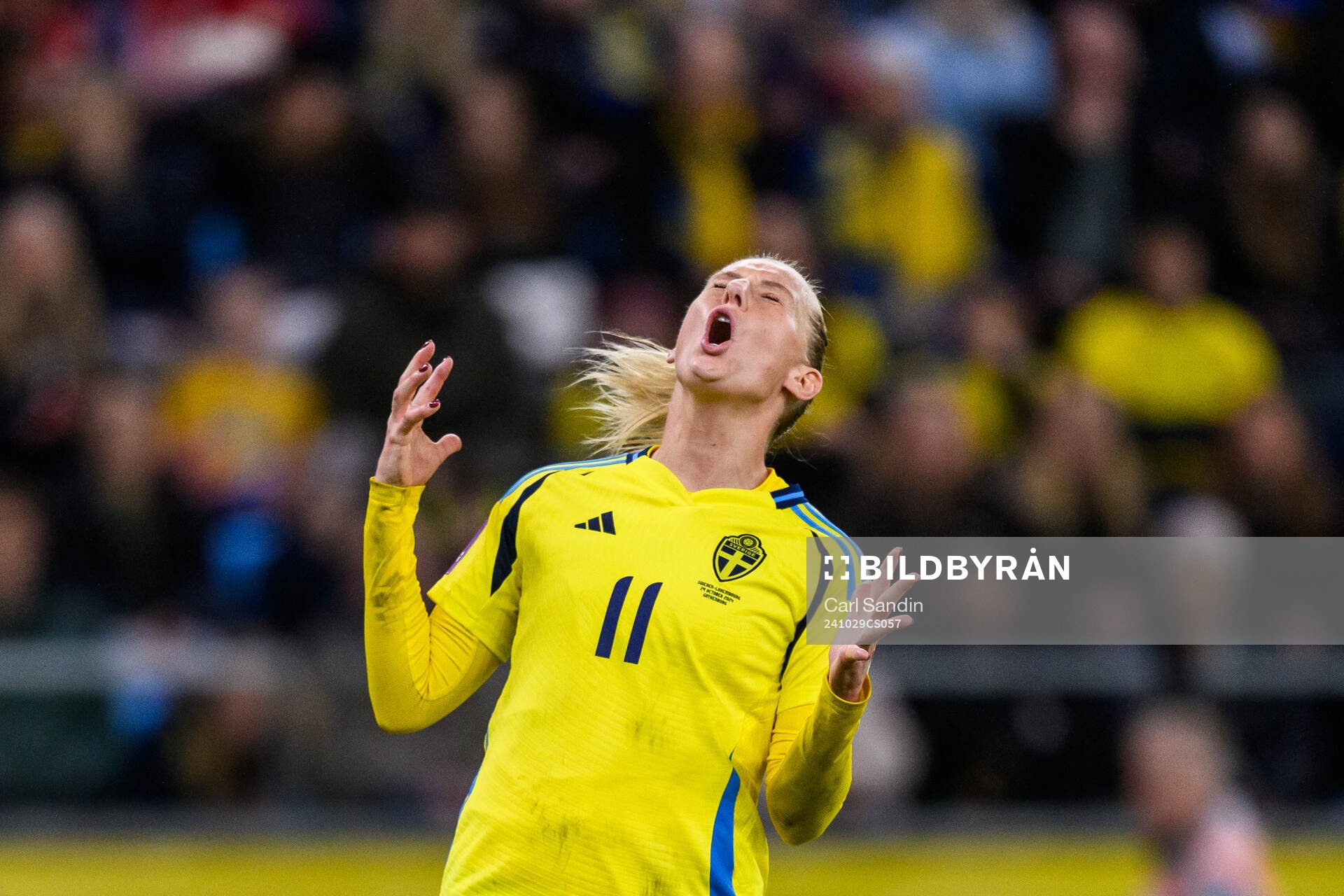 Stina Blackstenius of Sweden looks dejected