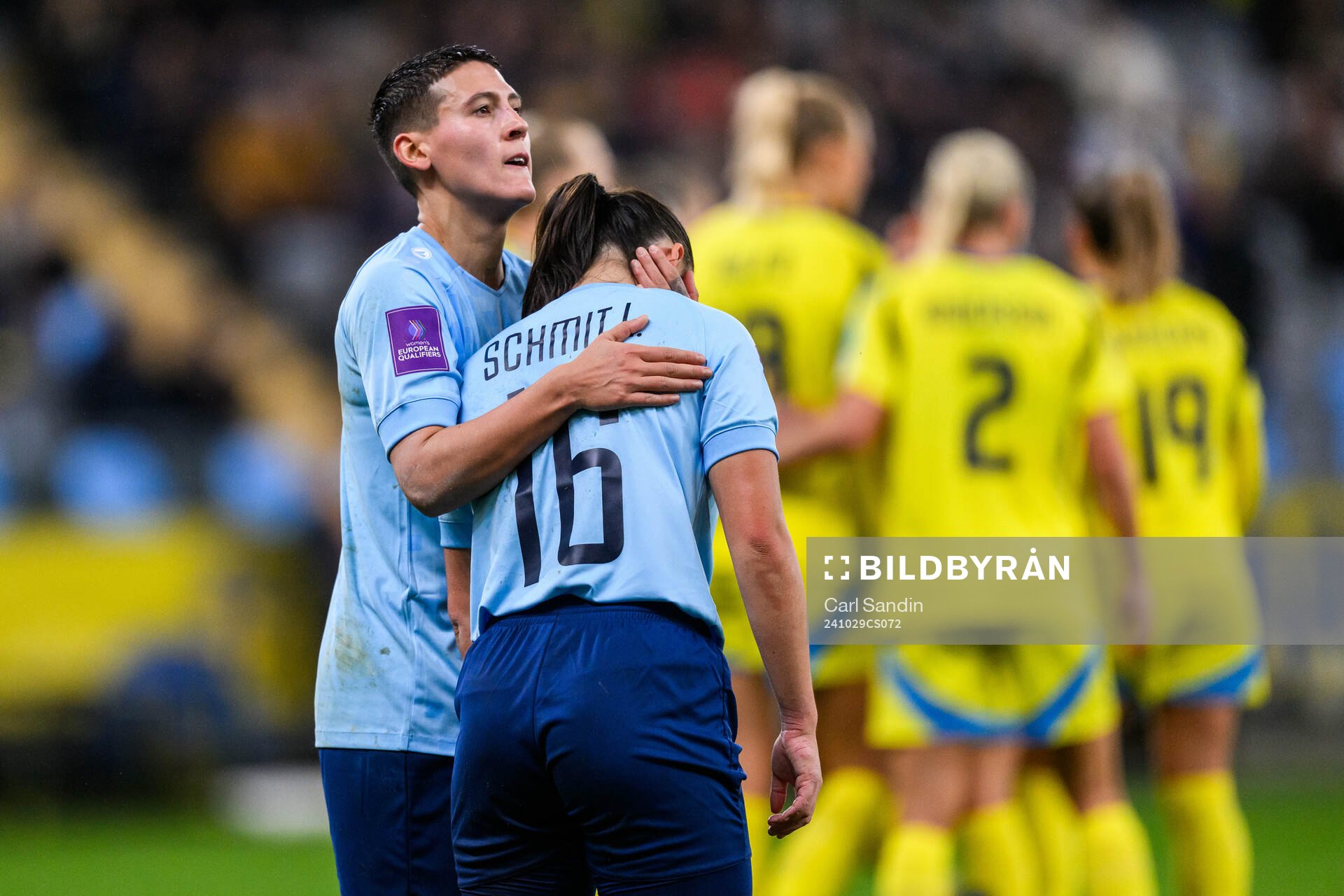 Andreia Machado and Leila Schmit of Luxembourg look dejected
