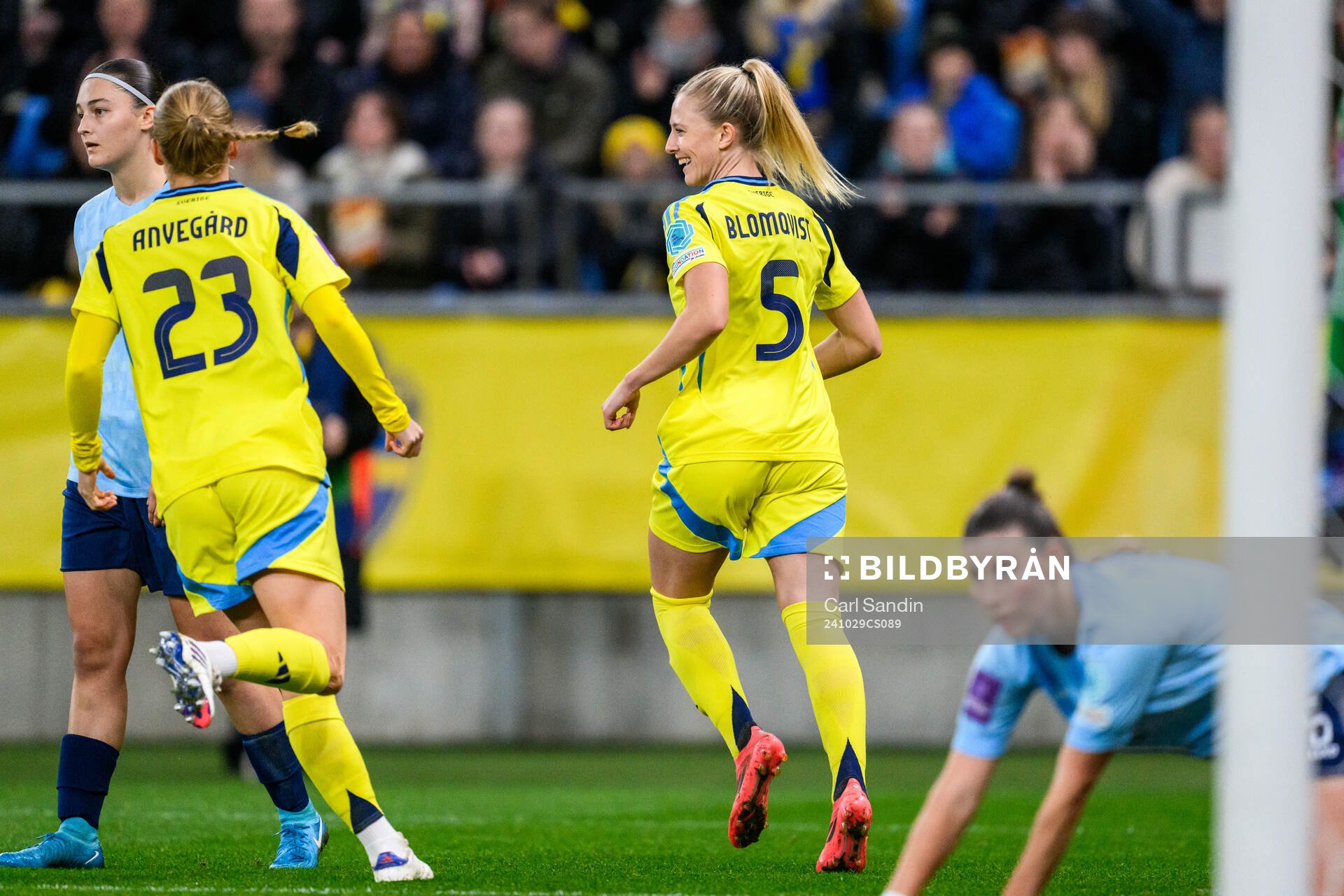 Rebecka Blomqvist of Sweden celebrates