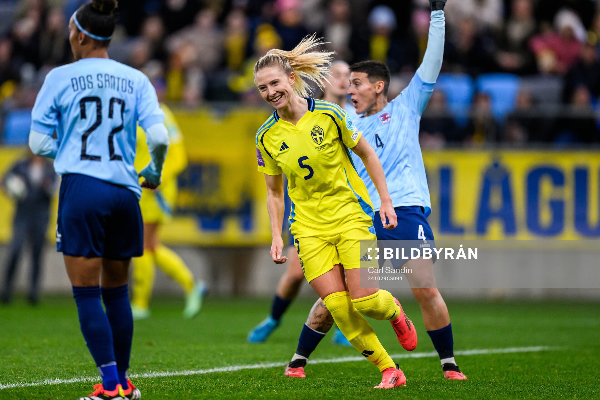 Rebecka Blomqvist of Sweden celebrates