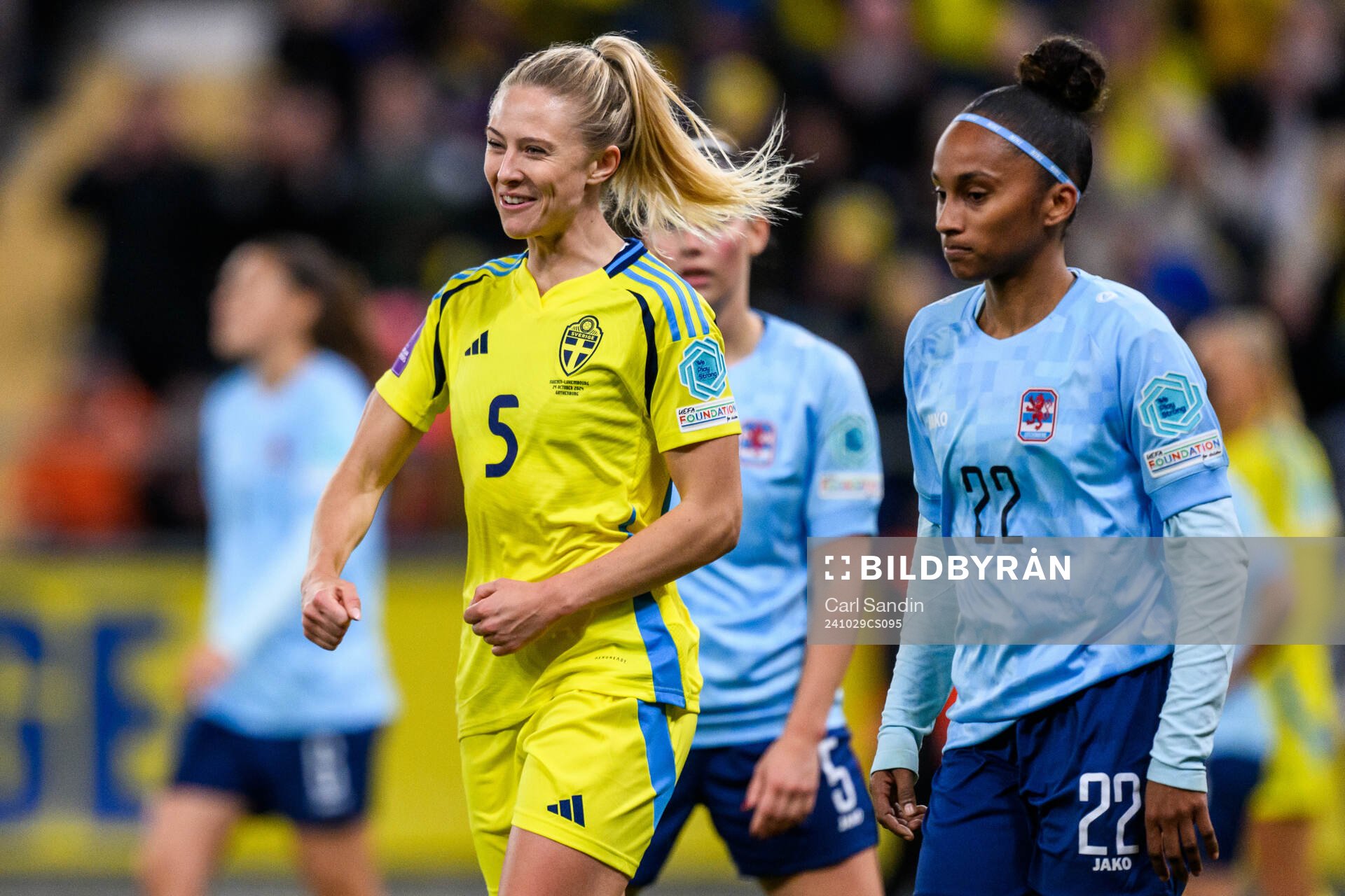 Rebecka Blomqvist of Sweden celebrates