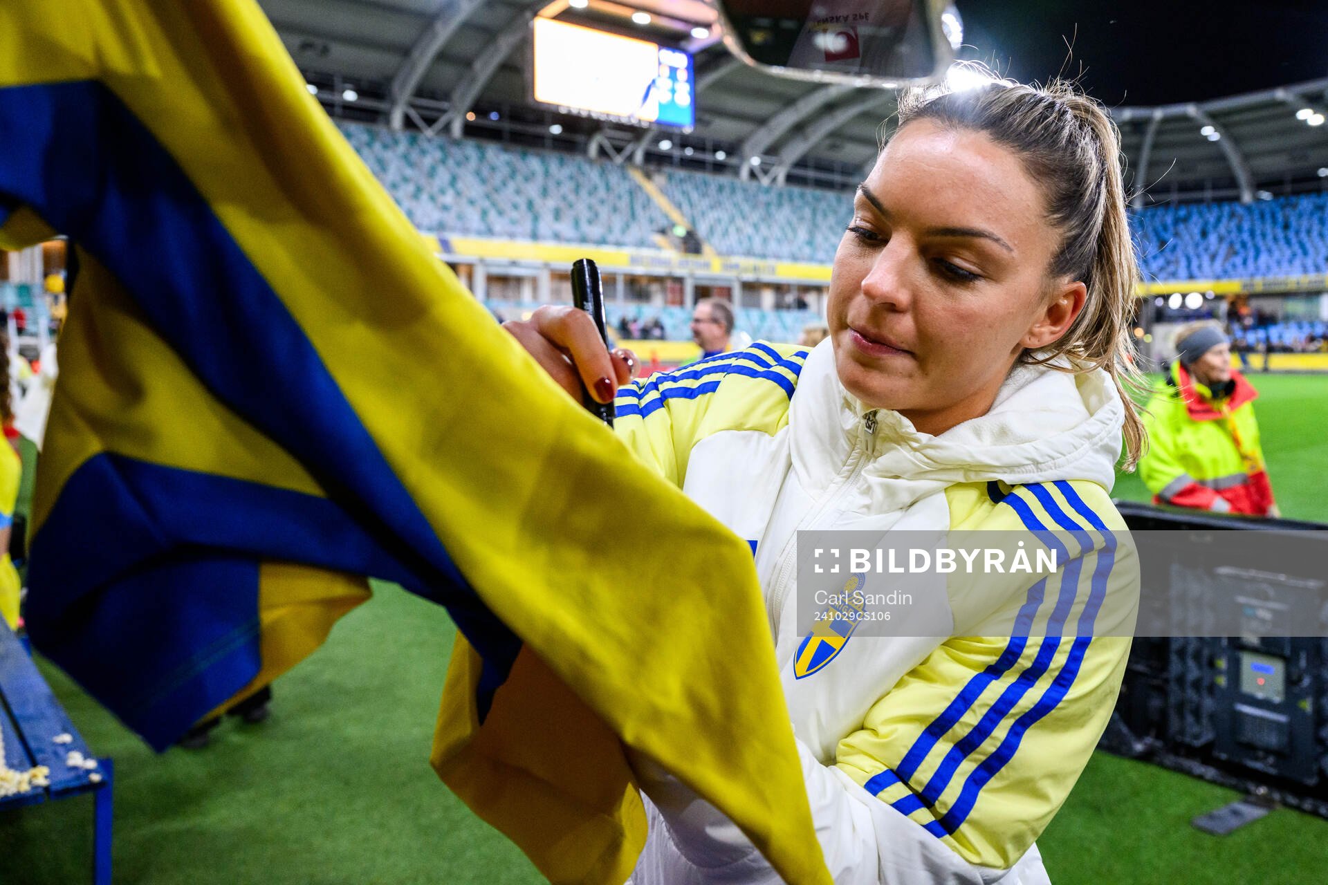 Johanna Rytting Kaneryd of Sweden celebrate after the UEFA Women's Euro Qualifier first round play-off football match between Sweden and Luxembourg on October 29, 2024 in Gothenburg.