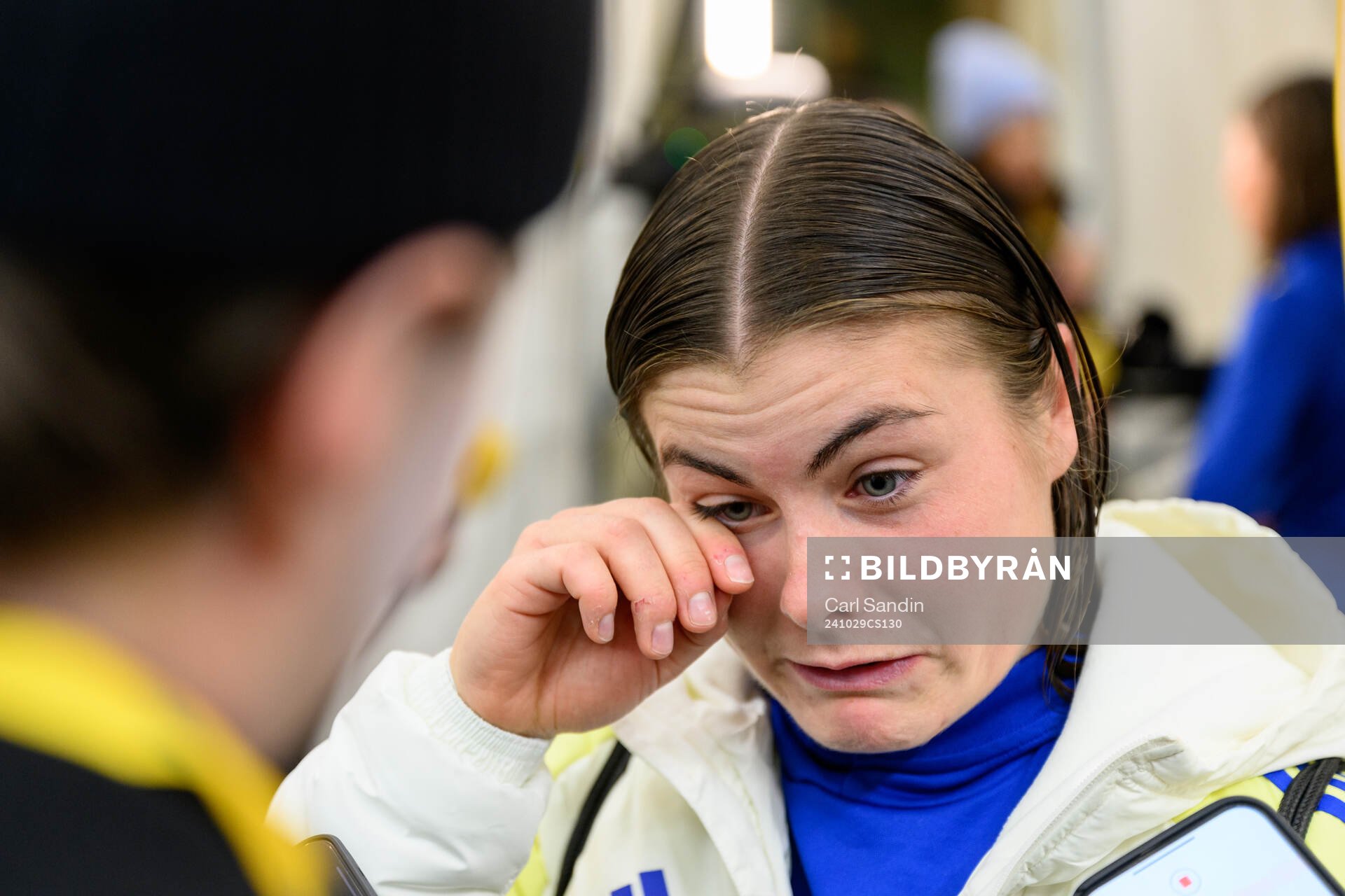 Hanna Wijk of Sweden gets emotional