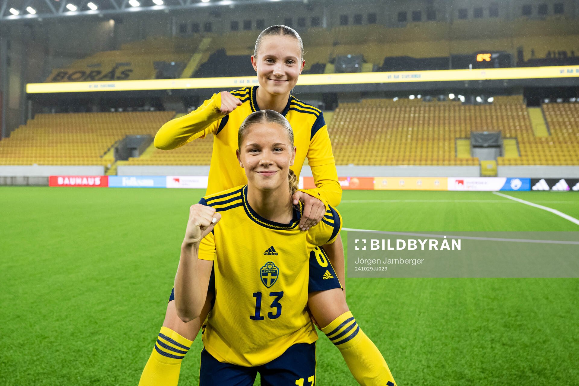 Fanny Peterson and Mollie Josefsson of Sweden celebrate