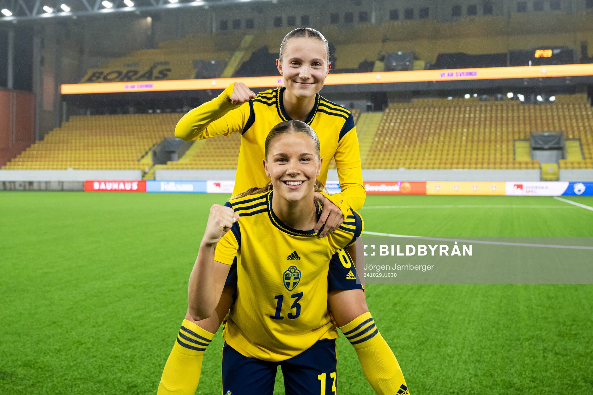 Fanny Peterson and Mollie Josefsson of Sweden celebrate